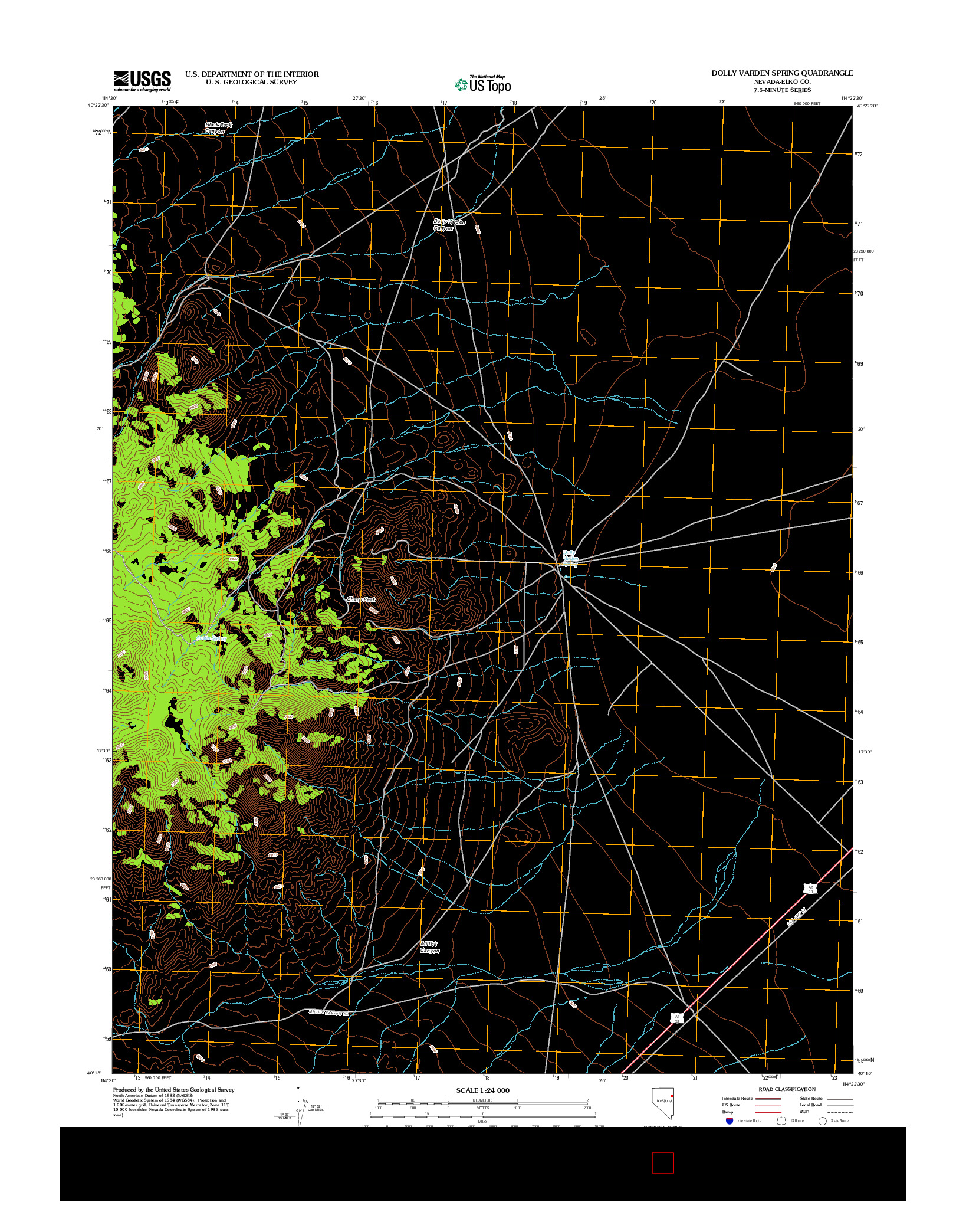 USGS US TOPO 7.5-MINUTE MAP FOR DOLLY VARDEN SPRING, NV 2012