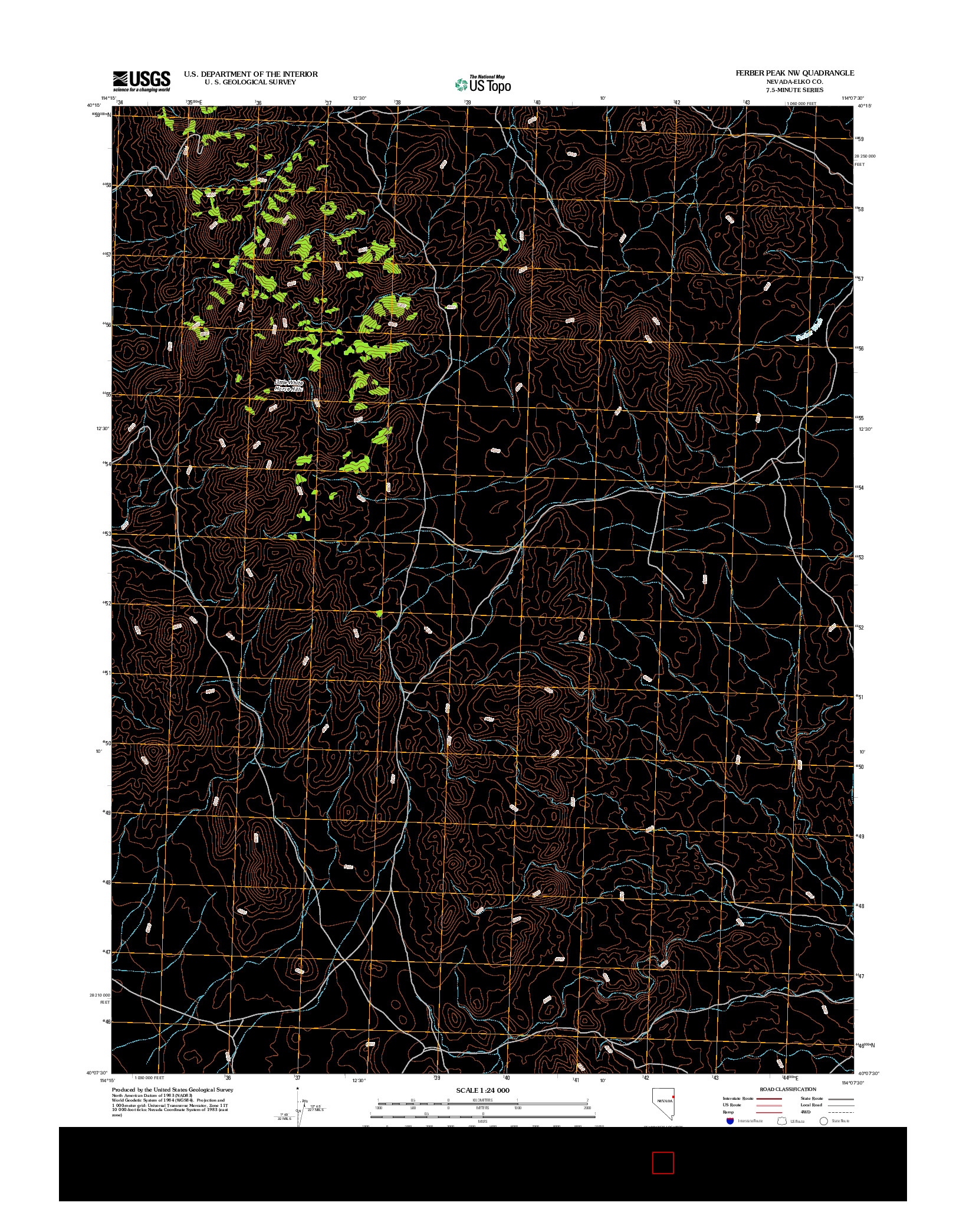 USGS US TOPO 7.5-MINUTE MAP FOR FERBER PEAK NW, NV 2012