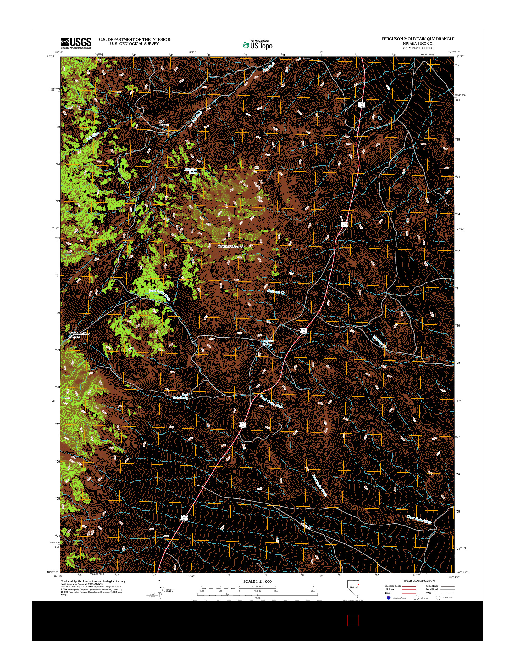 USGS US TOPO 7.5-MINUTE MAP FOR FERGUSON MOUNTAIN, NV 2012