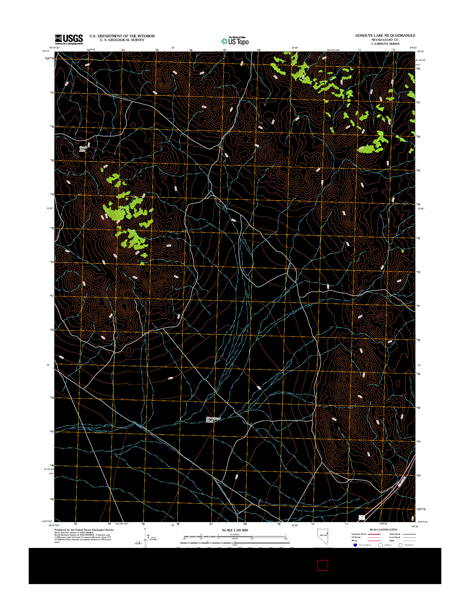 USGS US TOPO 7.5-MINUTE MAP FOR GOSHUTE LAKE NE, NV 2012