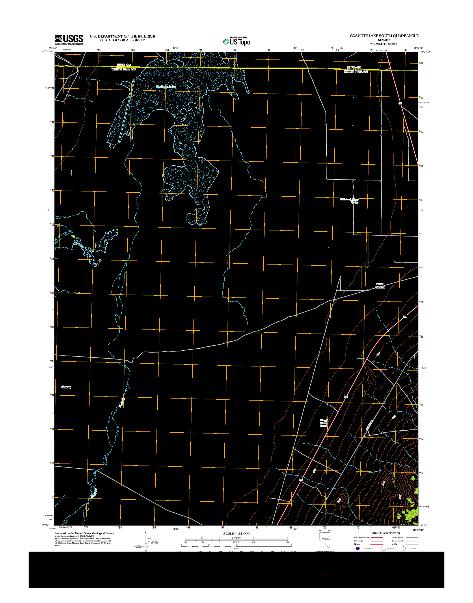 USGS US TOPO 7.5-MINUTE MAP FOR GOSHUTE LAKE SOUTH, NV 2012