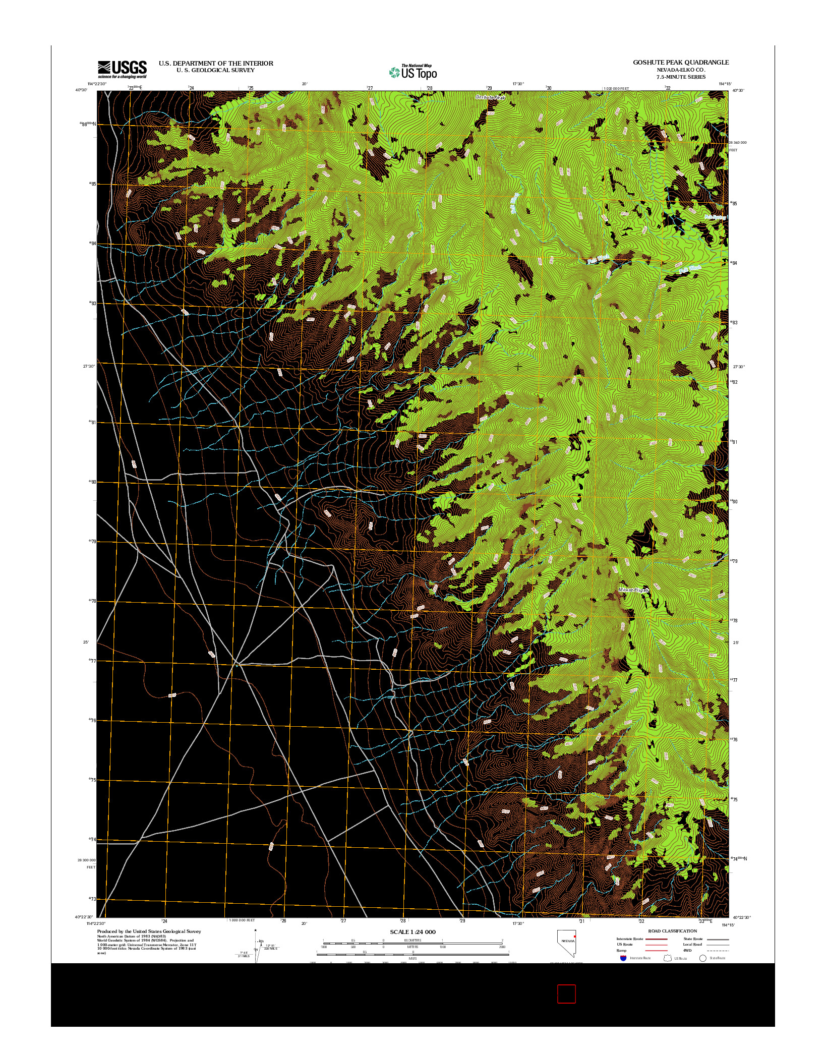 USGS US TOPO 7.5-MINUTE MAP FOR GOSHUTE PEAK, NV 2012