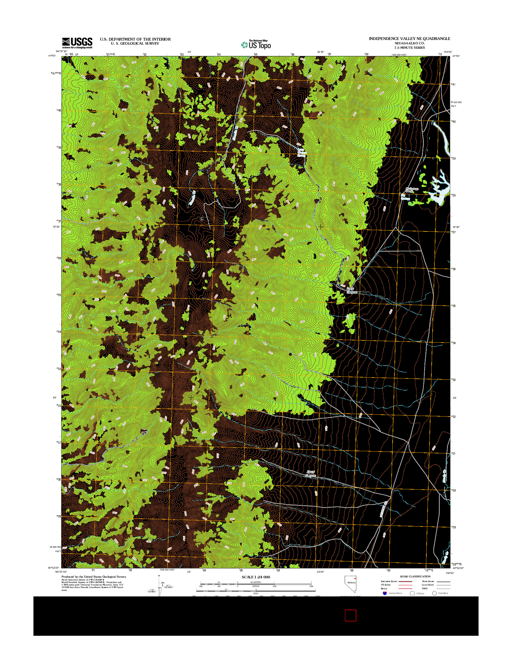 USGS US TOPO 7.5-MINUTE MAP FOR INDEPENDENCE VALLEY NE, NV 2012