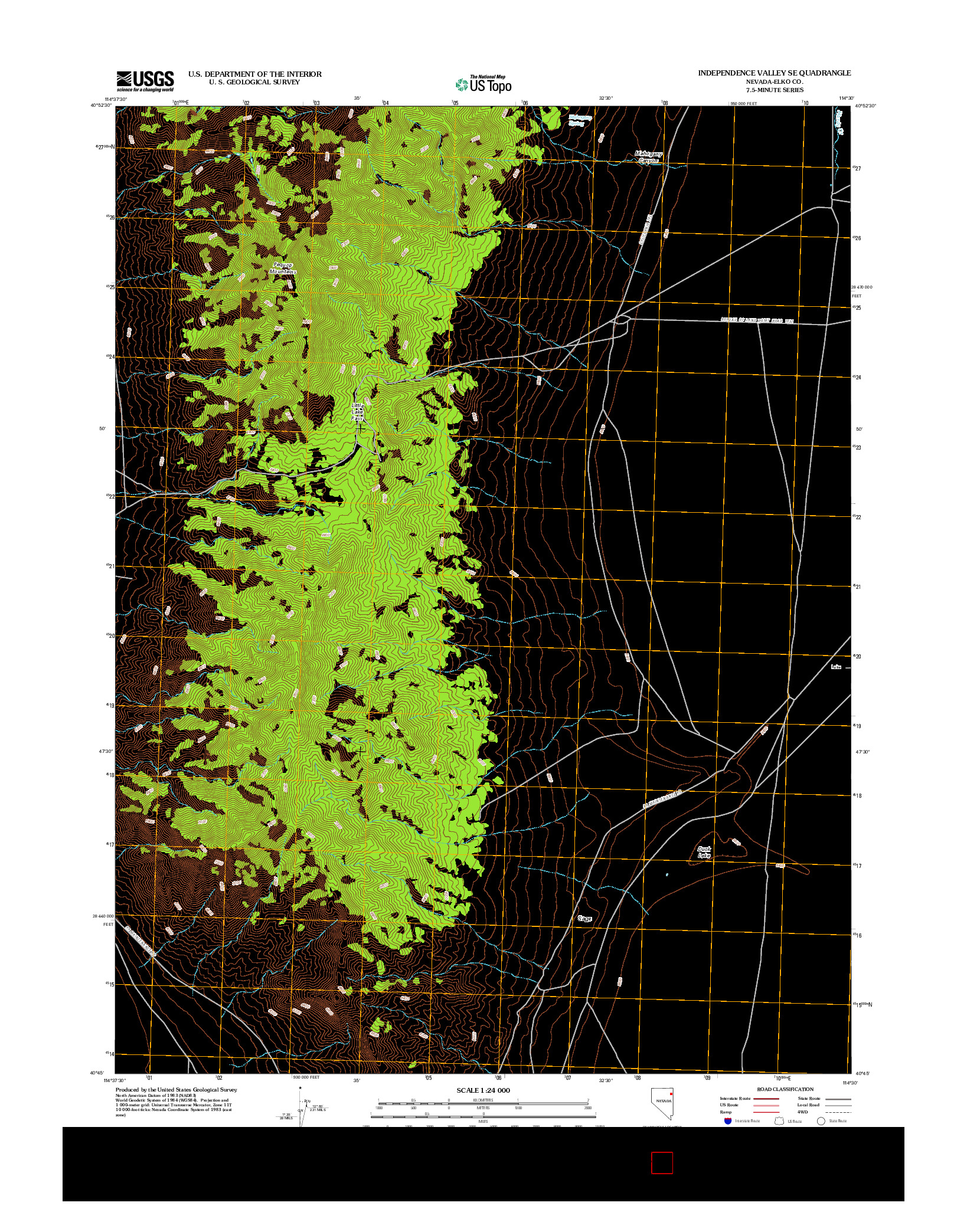 USGS US TOPO 7.5-MINUTE MAP FOR INDEPENDENCE VALLEY SE, NV 2012