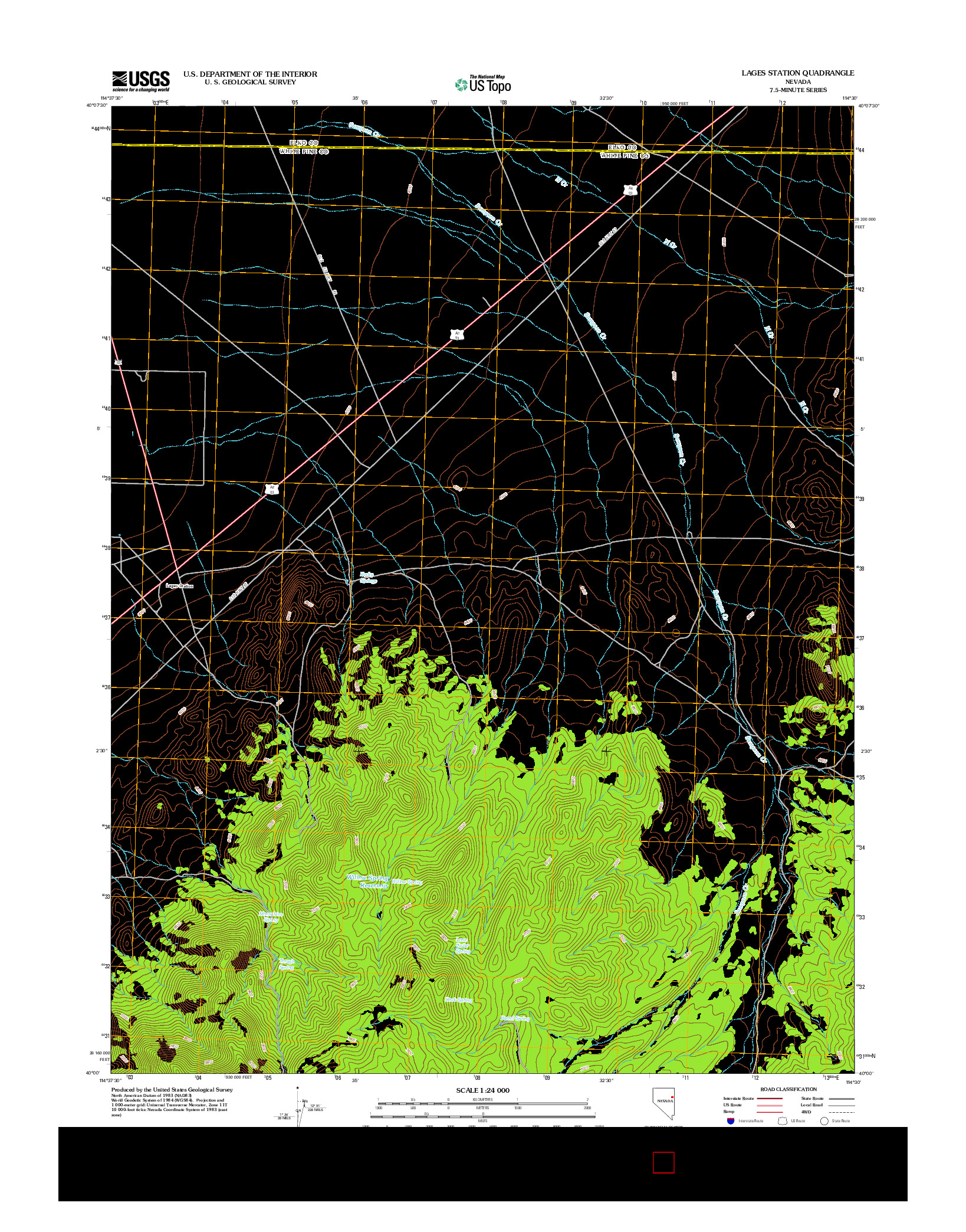 USGS US TOPO 7.5-MINUTE MAP FOR LAGES STATION, NV 2012