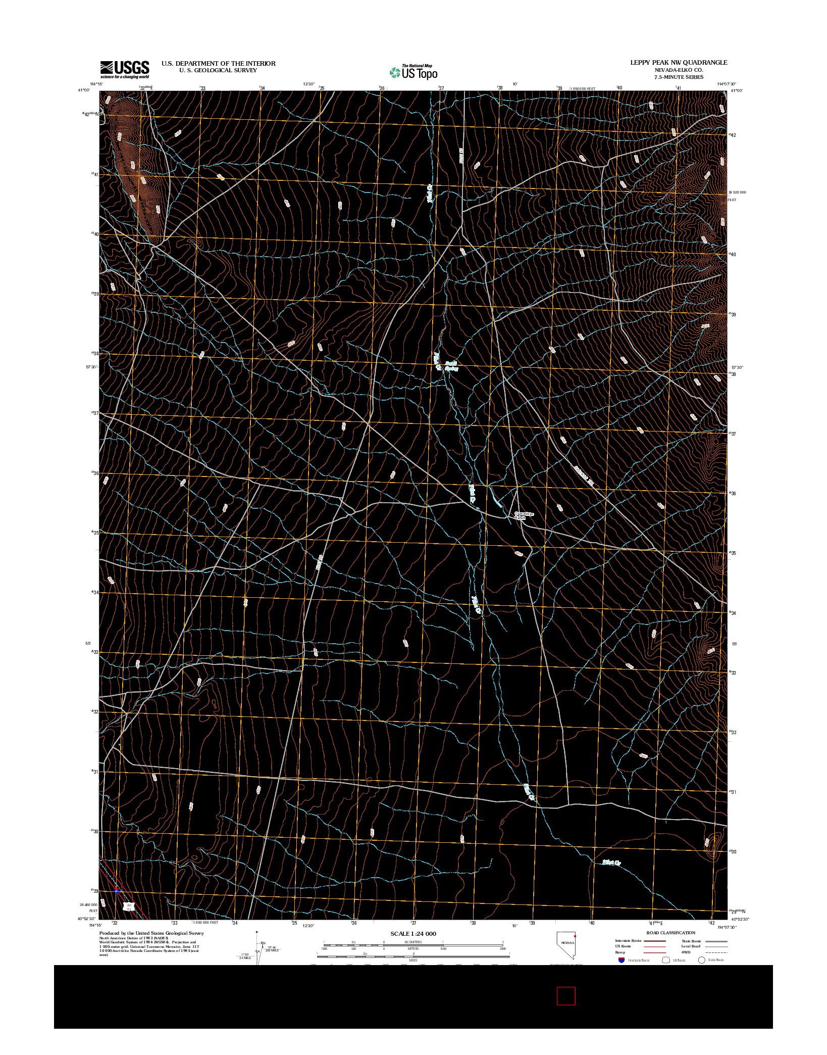 USGS US TOPO 7.5-MINUTE MAP FOR LEPPY PEAK NW, NV 2012