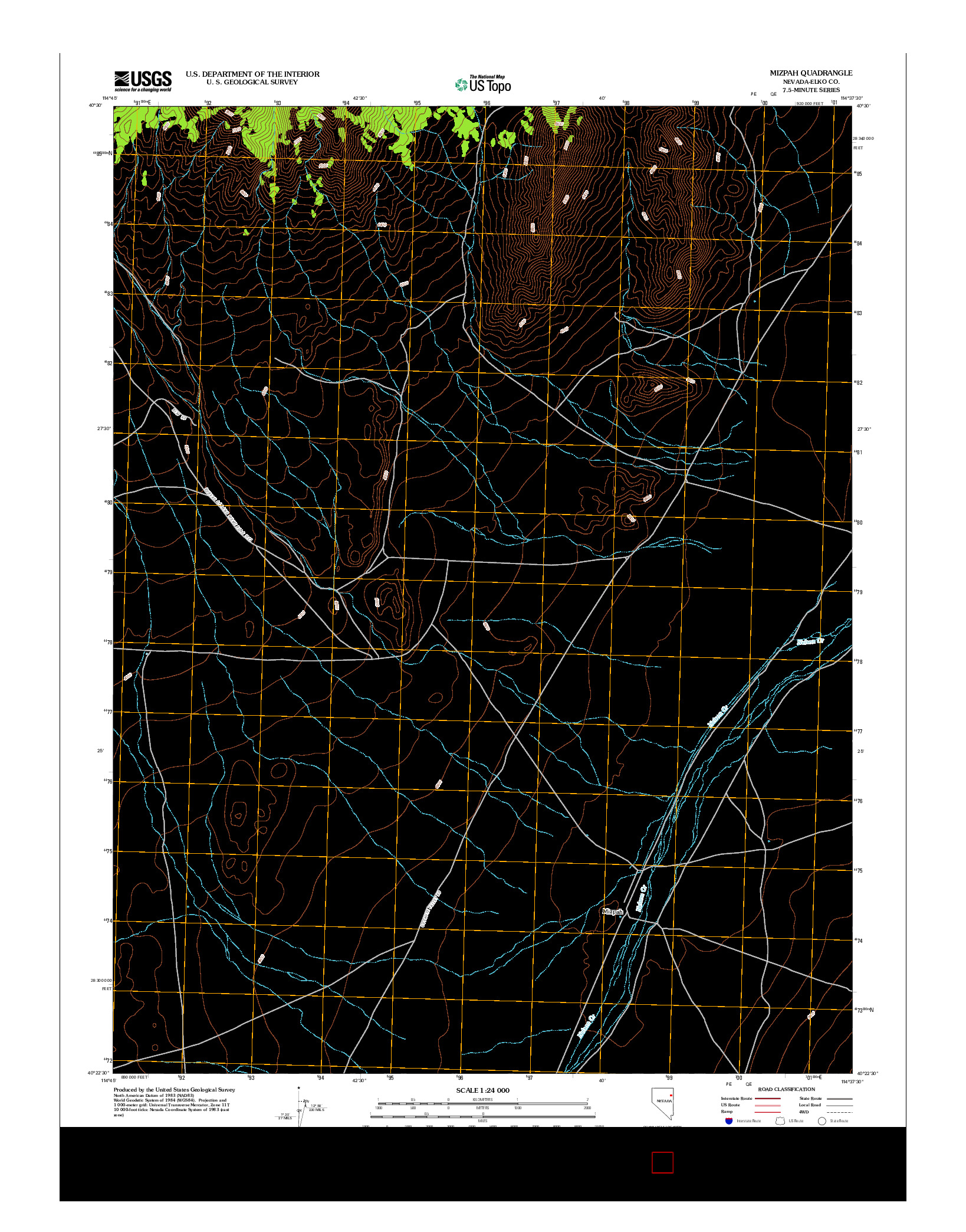 USGS US TOPO 7.5-MINUTE MAP FOR MIZPAH, NV 2012