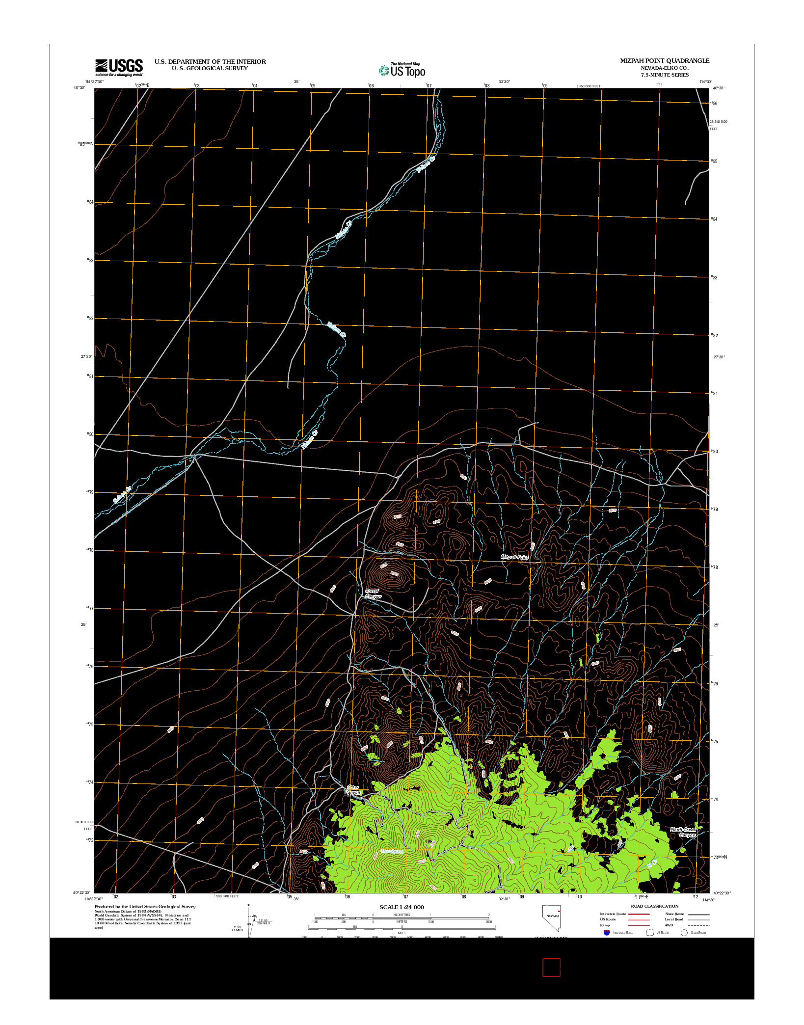 USGS US TOPO 7.5-MINUTE MAP FOR MIZPAH POINT, NV 2012