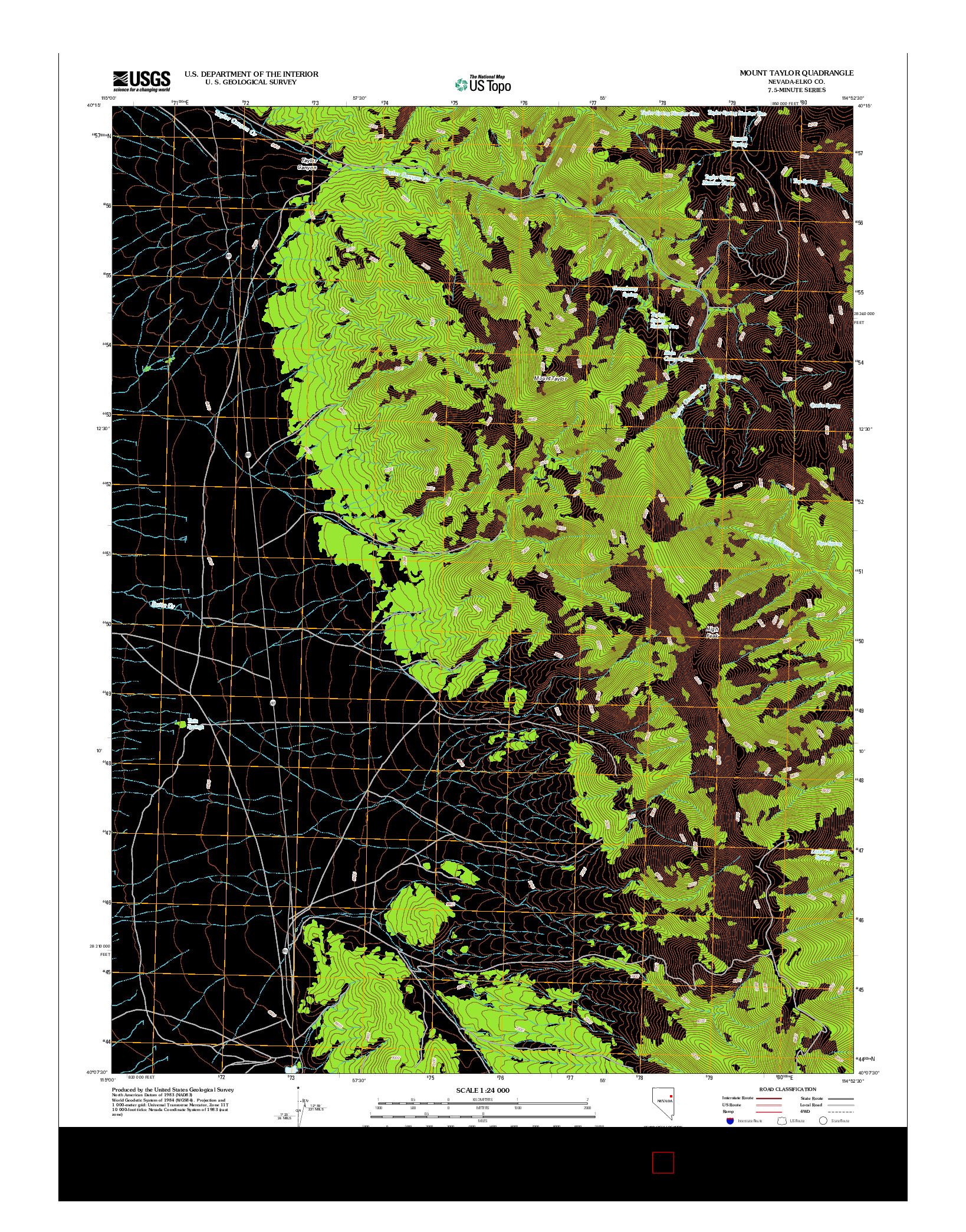 USGS US TOPO 7.5-MINUTE MAP FOR MOUNT TAYLOR, NV 2012