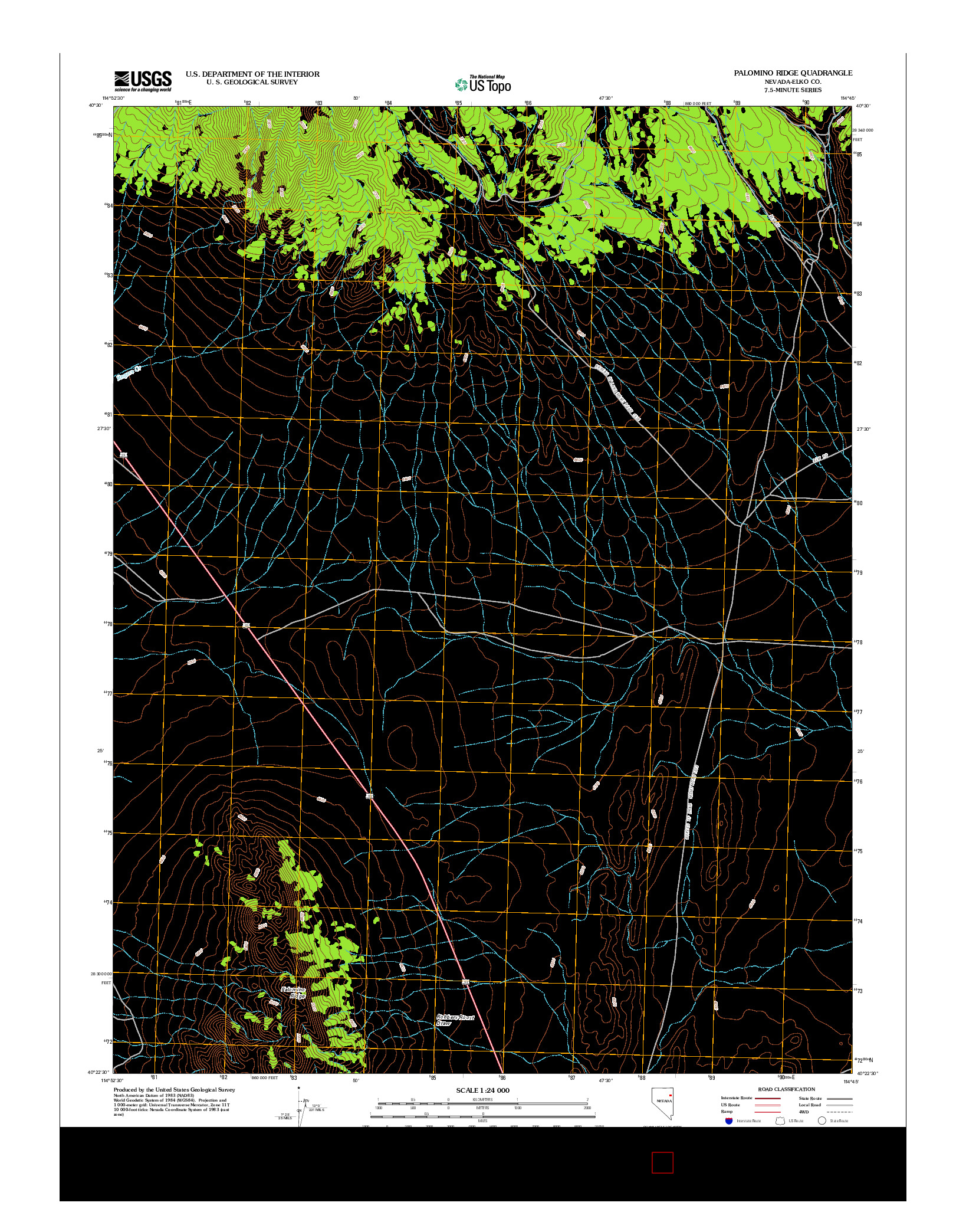 USGS US TOPO 7.5-MINUTE MAP FOR PALOMINO RIDGE, NV 2012