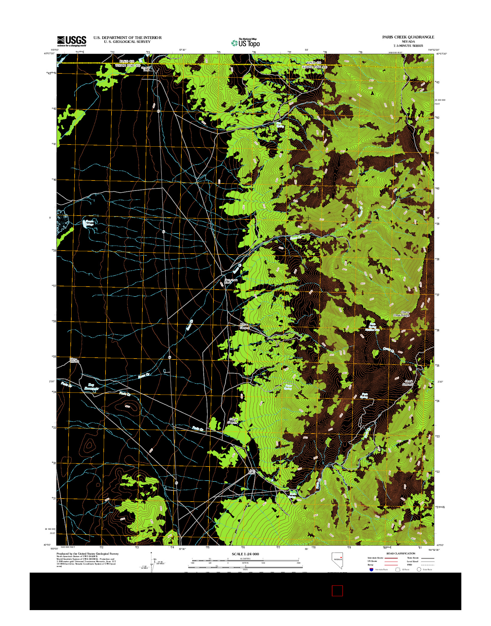 USGS US TOPO 7.5-MINUTE MAP FOR PARIS CREEK, NV 2012