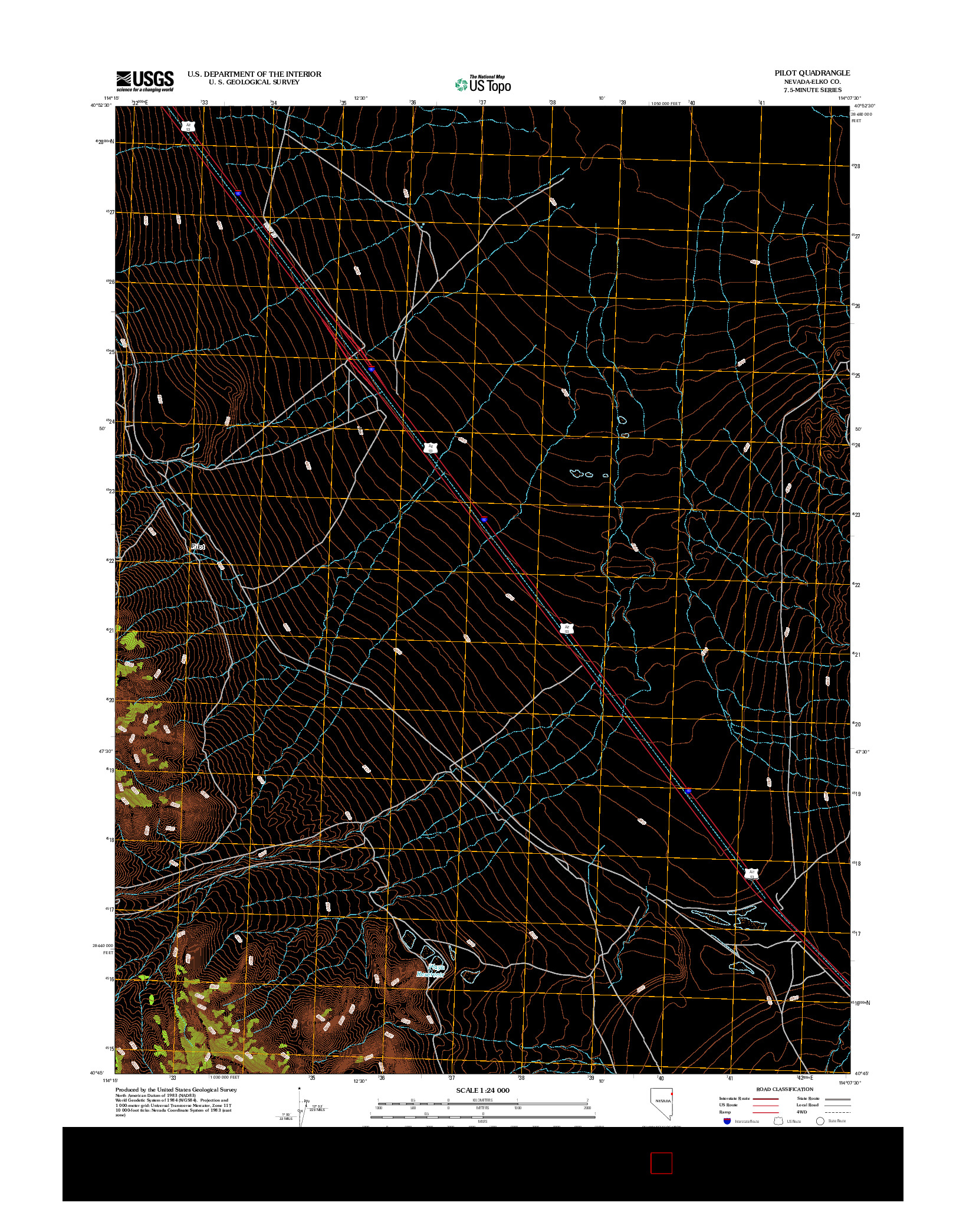 USGS US TOPO 7.5-MINUTE MAP FOR PILOT, NV 2012