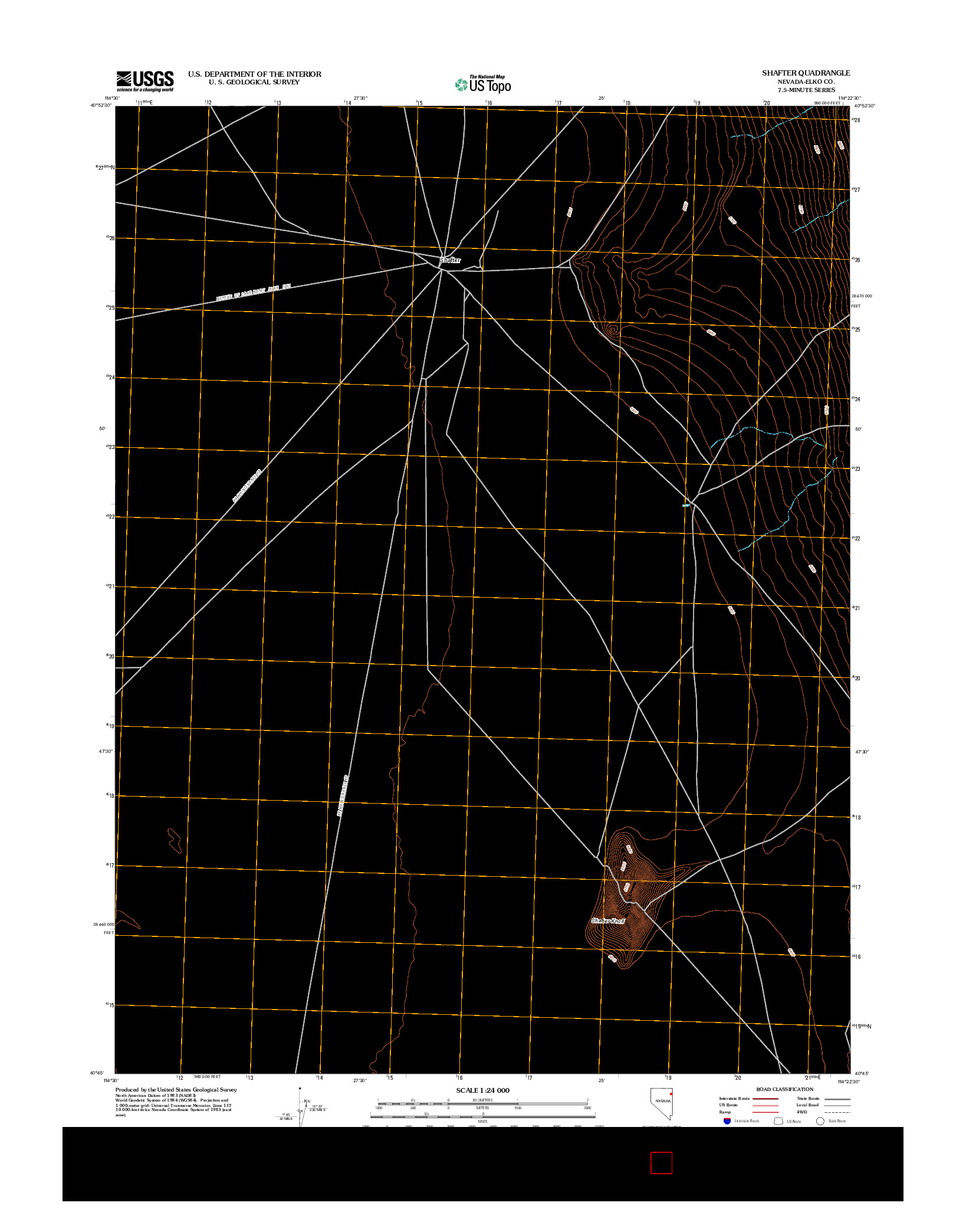 USGS US TOPO 7.5-MINUTE MAP FOR SHAFTER, NV 2012