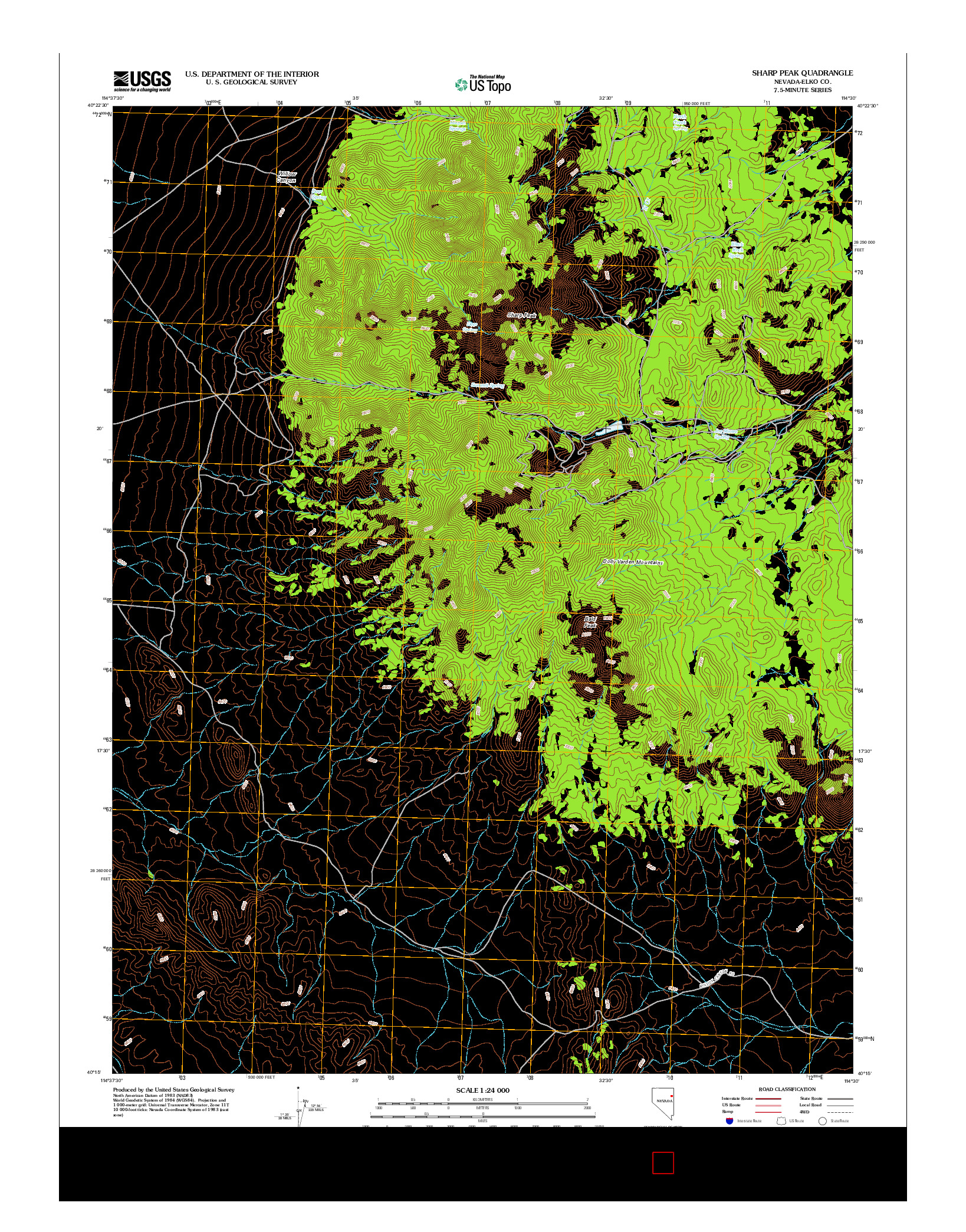 USGS US TOPO 7.5-MINUTE MAP FOR SHARP PEAK, NV 2012