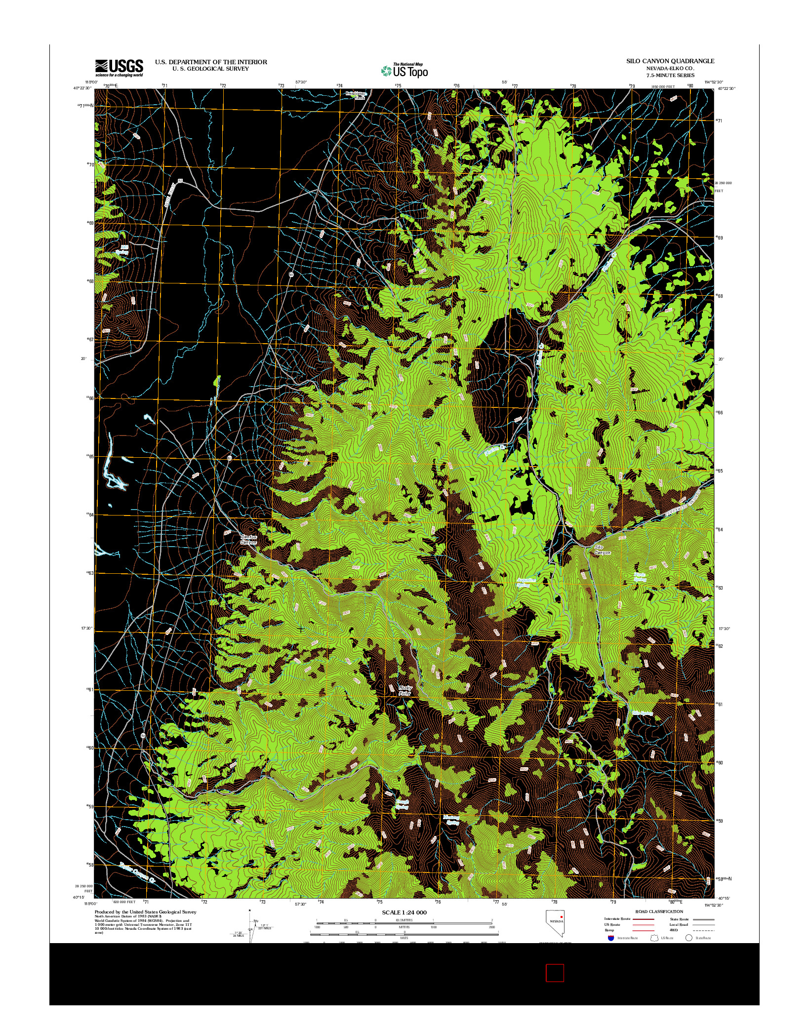 USGS US TOPO 7.5-MINUTE MAP FOR SILO CANYON, NV 2012