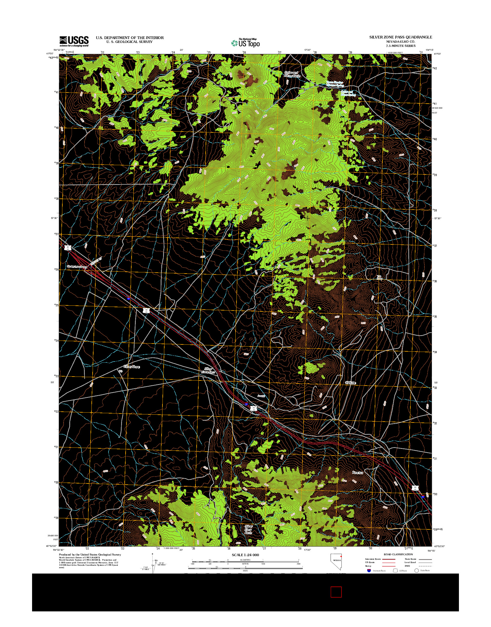 USGS US TOPO 7.5-MINUTE MAP FOR SILVER ZONE PASS, NV 2012