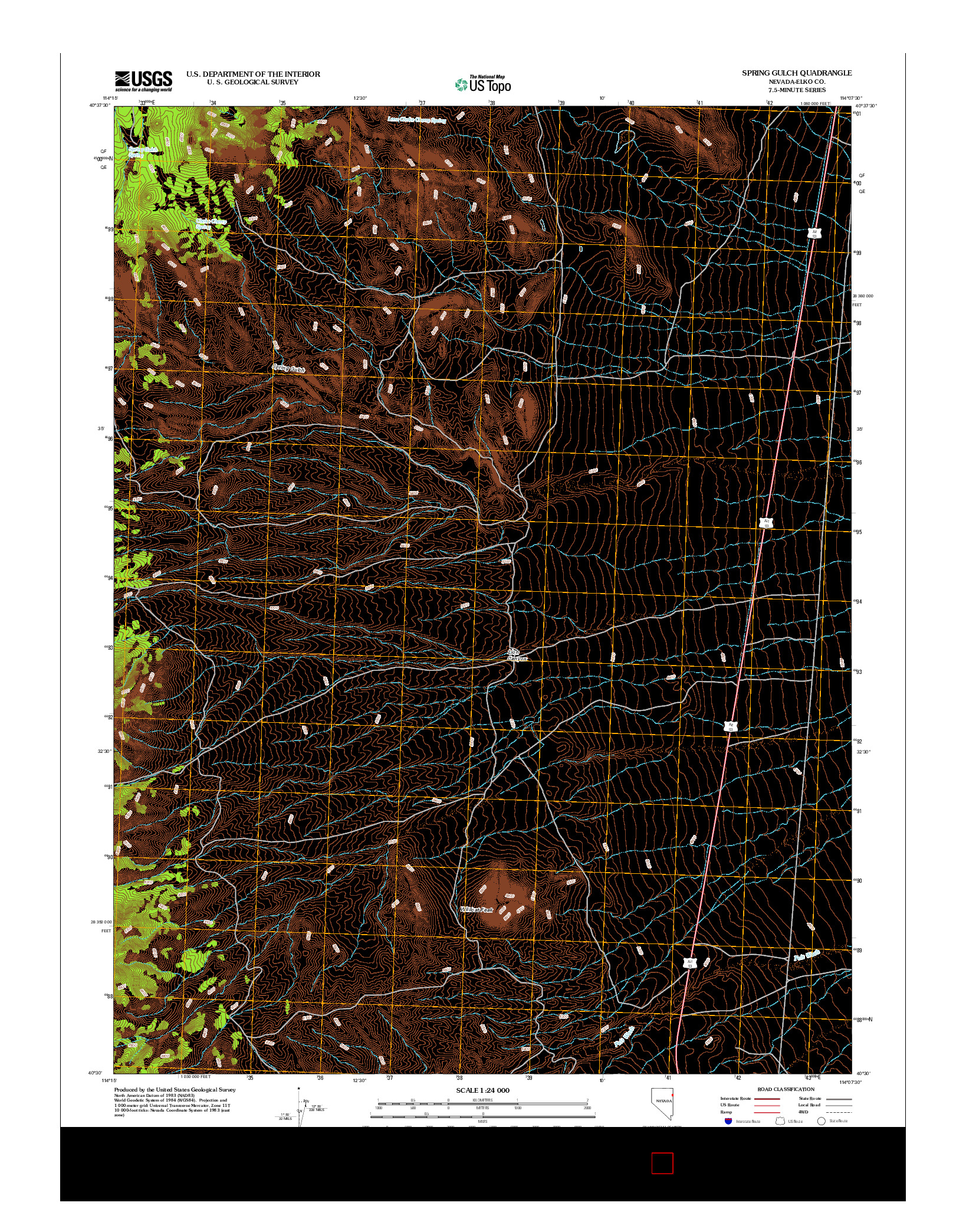 USGS US TOPO 7.5-MINUTE MAP FOR SPRING GULCH, NV 2012