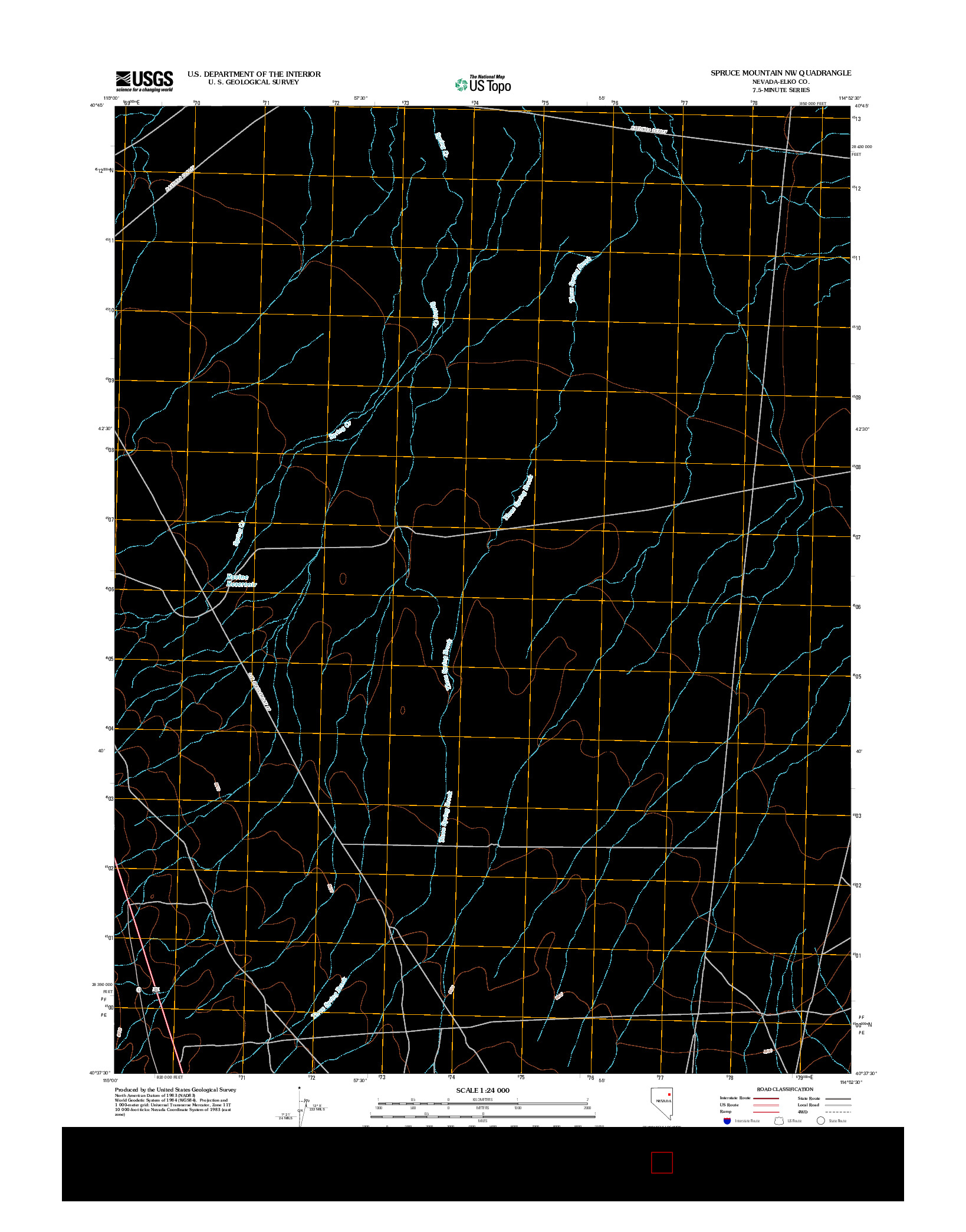 USGS US TOPO 7.5-MINUTE MAP FOR SPRUCE MOUNTAIN NW, NV 2012