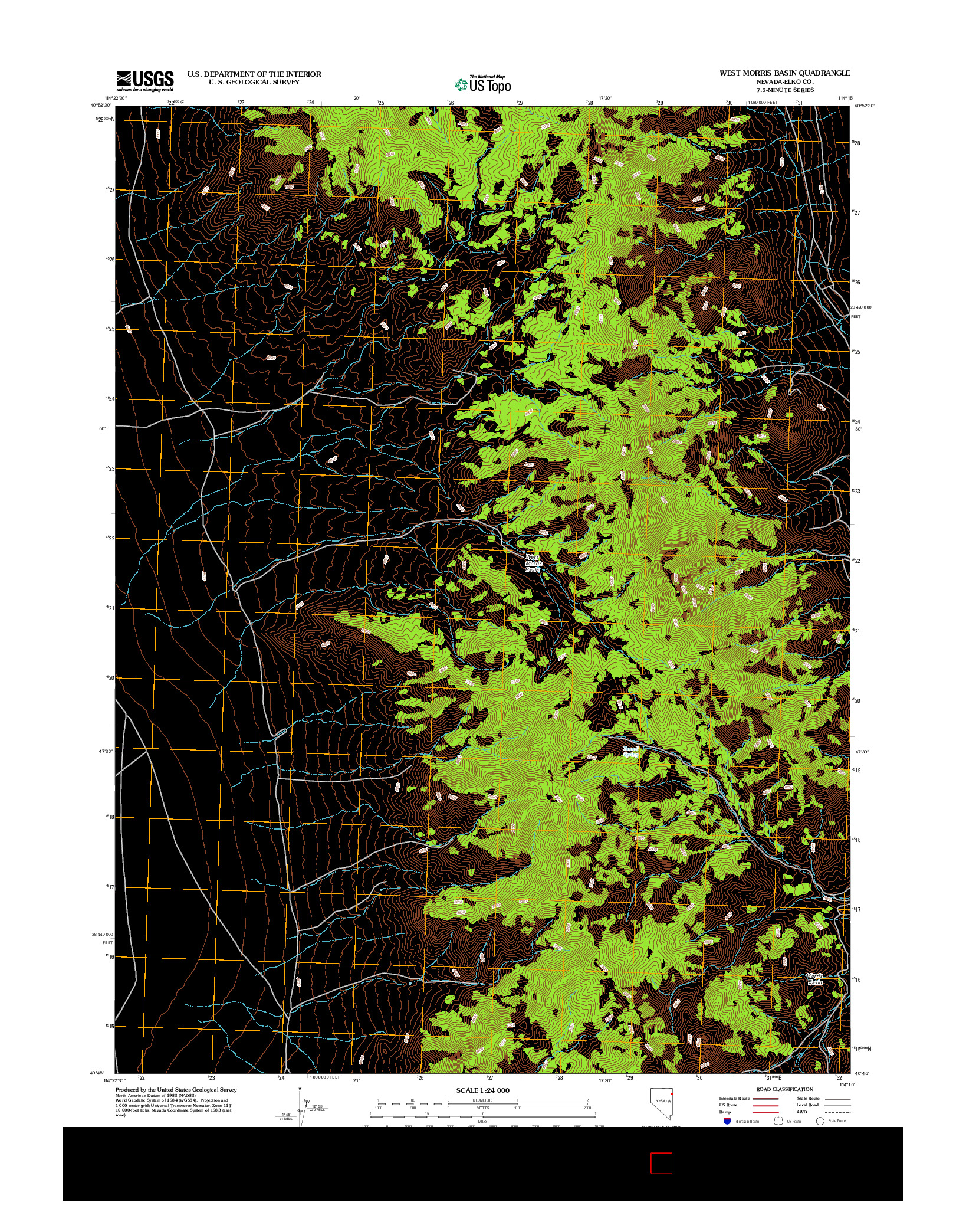 USGS US TOPO 7.5-MINUTE MAP FOR WEST MORRIS BASIN, NV 2012