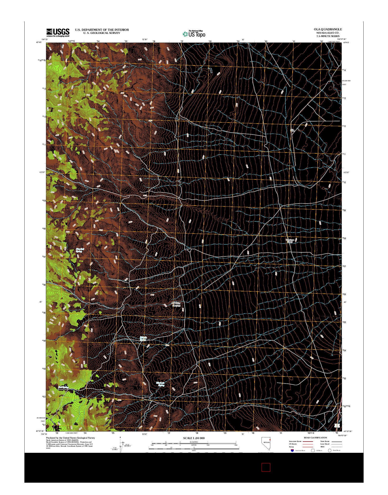 USGS US TOPO 7.5-MINUTE MAP FOR OLA, NV 2012