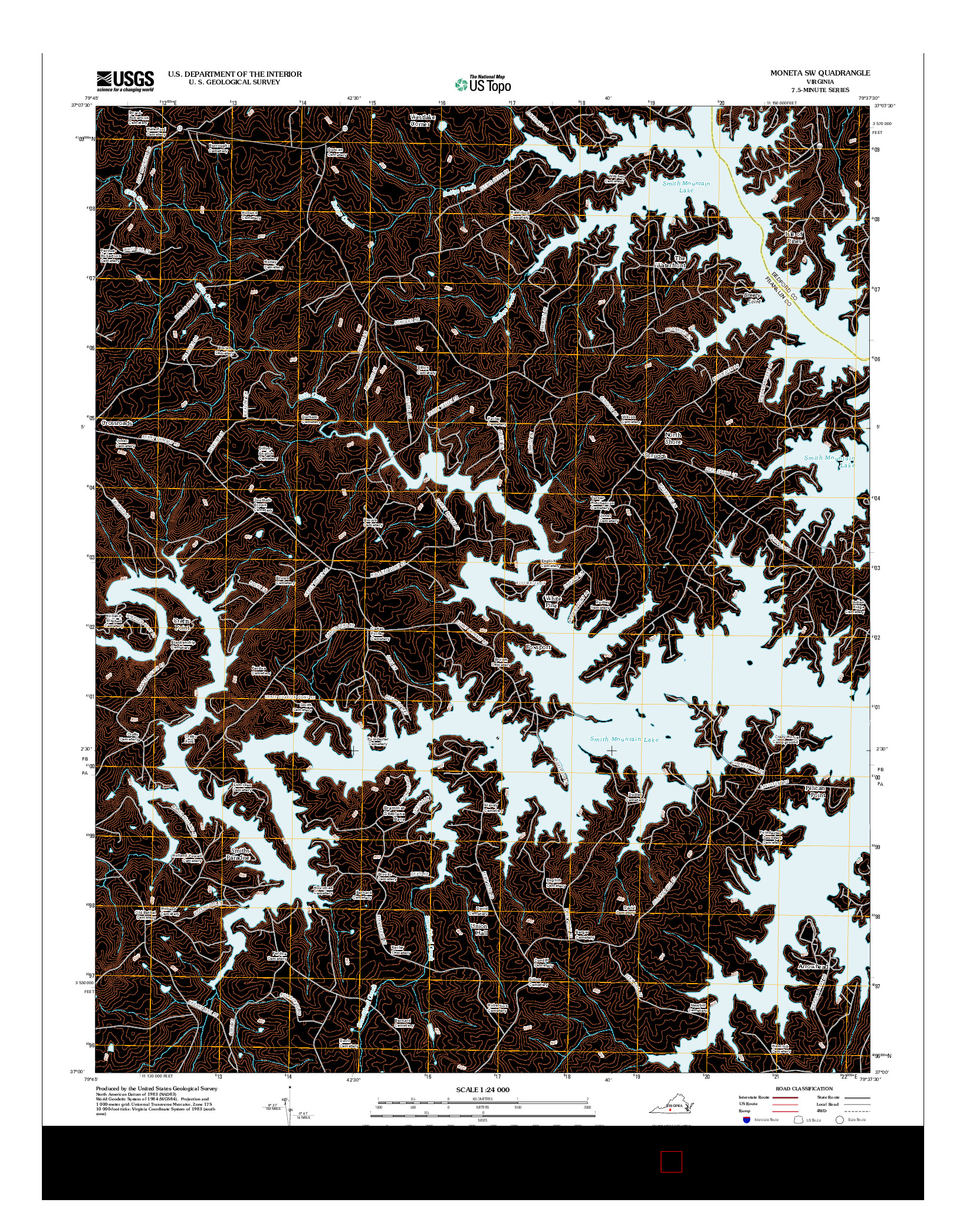 USGS US TOPO 7.5-MINUTE MAP FOR MONETA SW, VA 2012