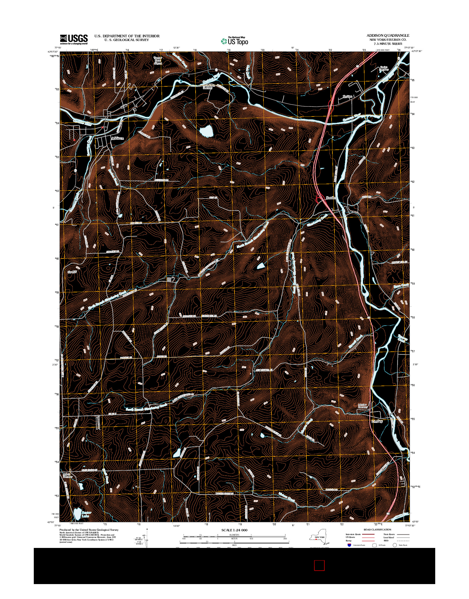 USGS US TOPO 7.5-MINUTE MAP FOR ADDISON, NY 2012