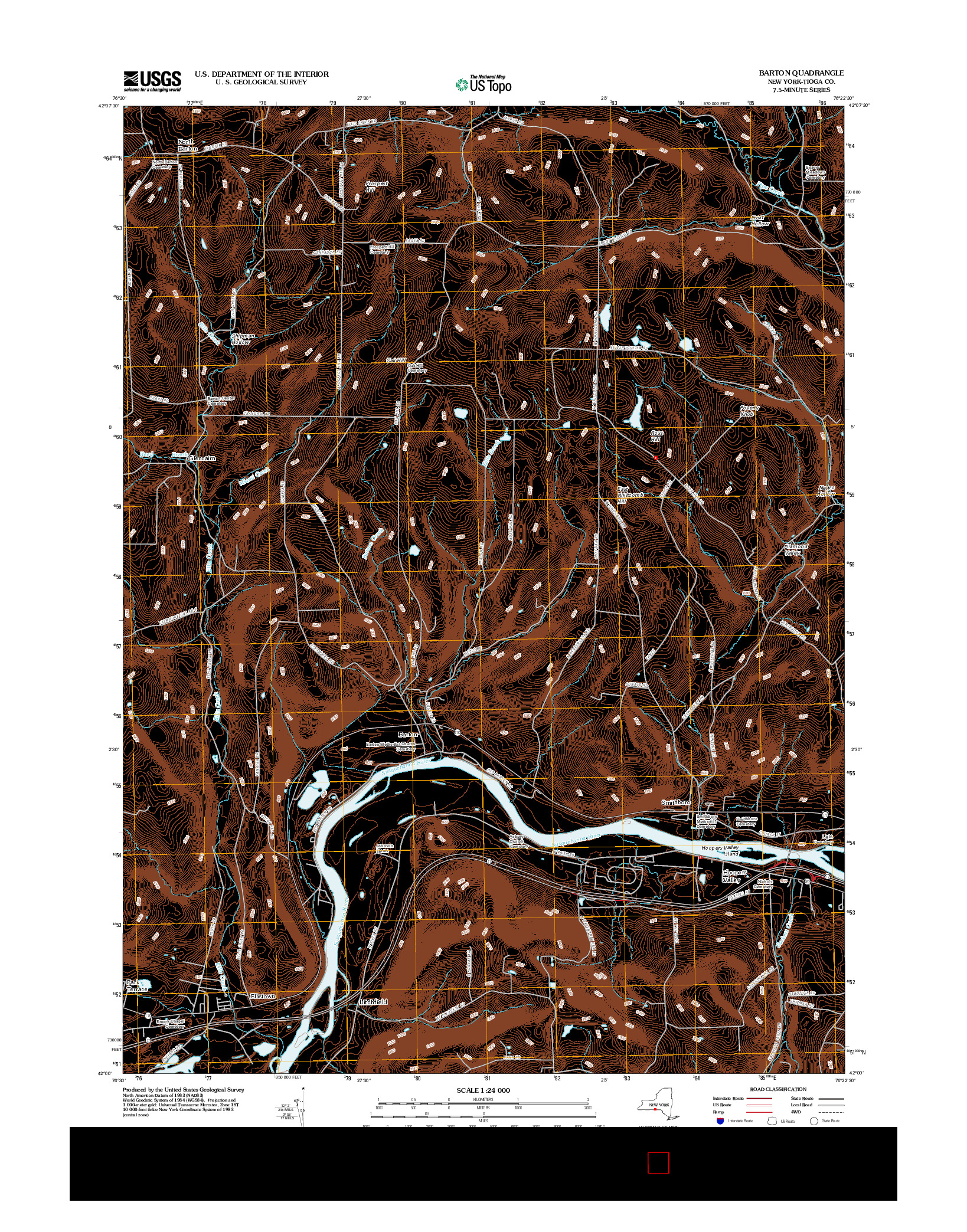 USGS US TOPO 7.5-MINUTE MAP FOR BARTON, NY 2012