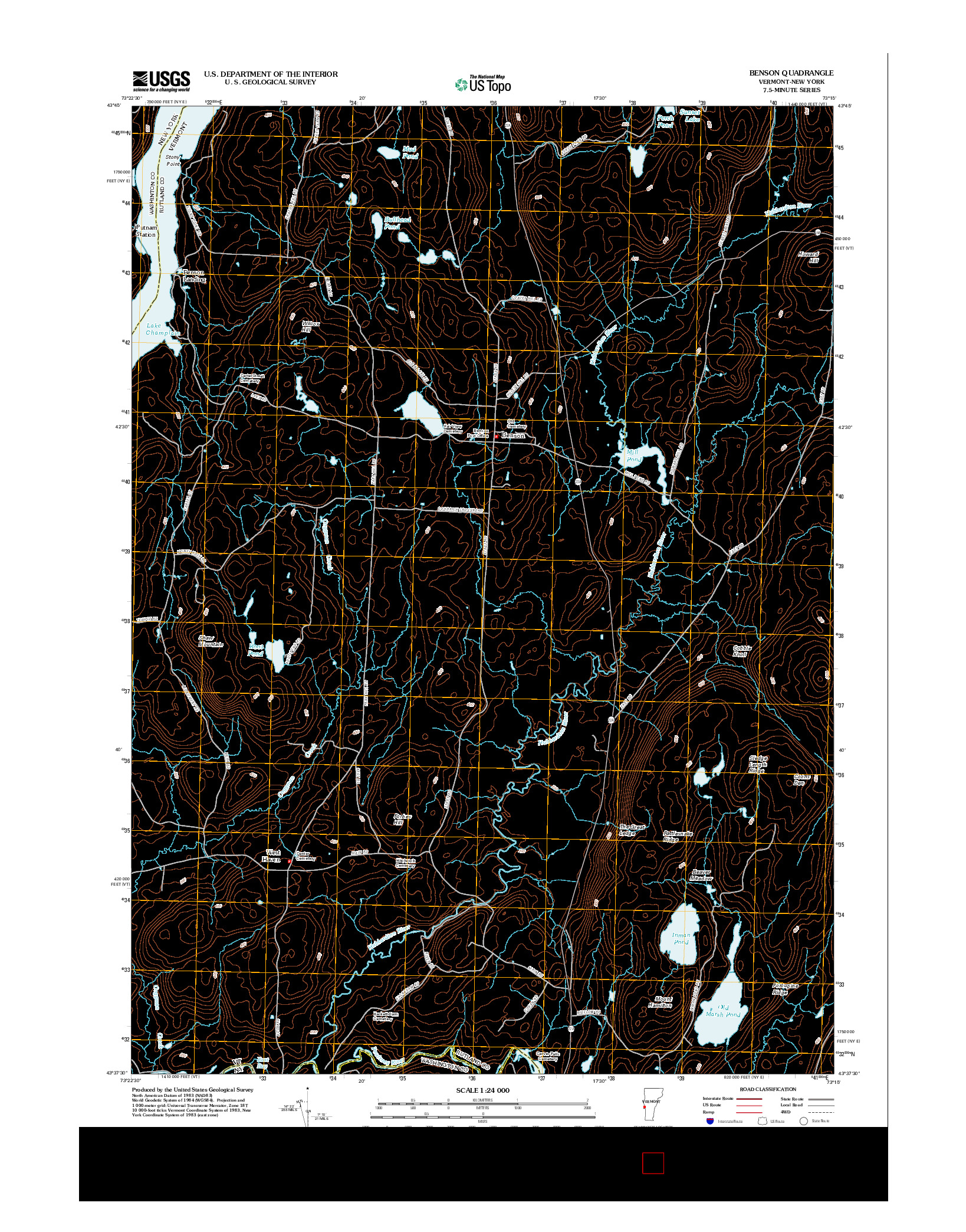 USGS US TOPO 7.5-MINUTE MAP FOR BENSON, VT-NY 2012