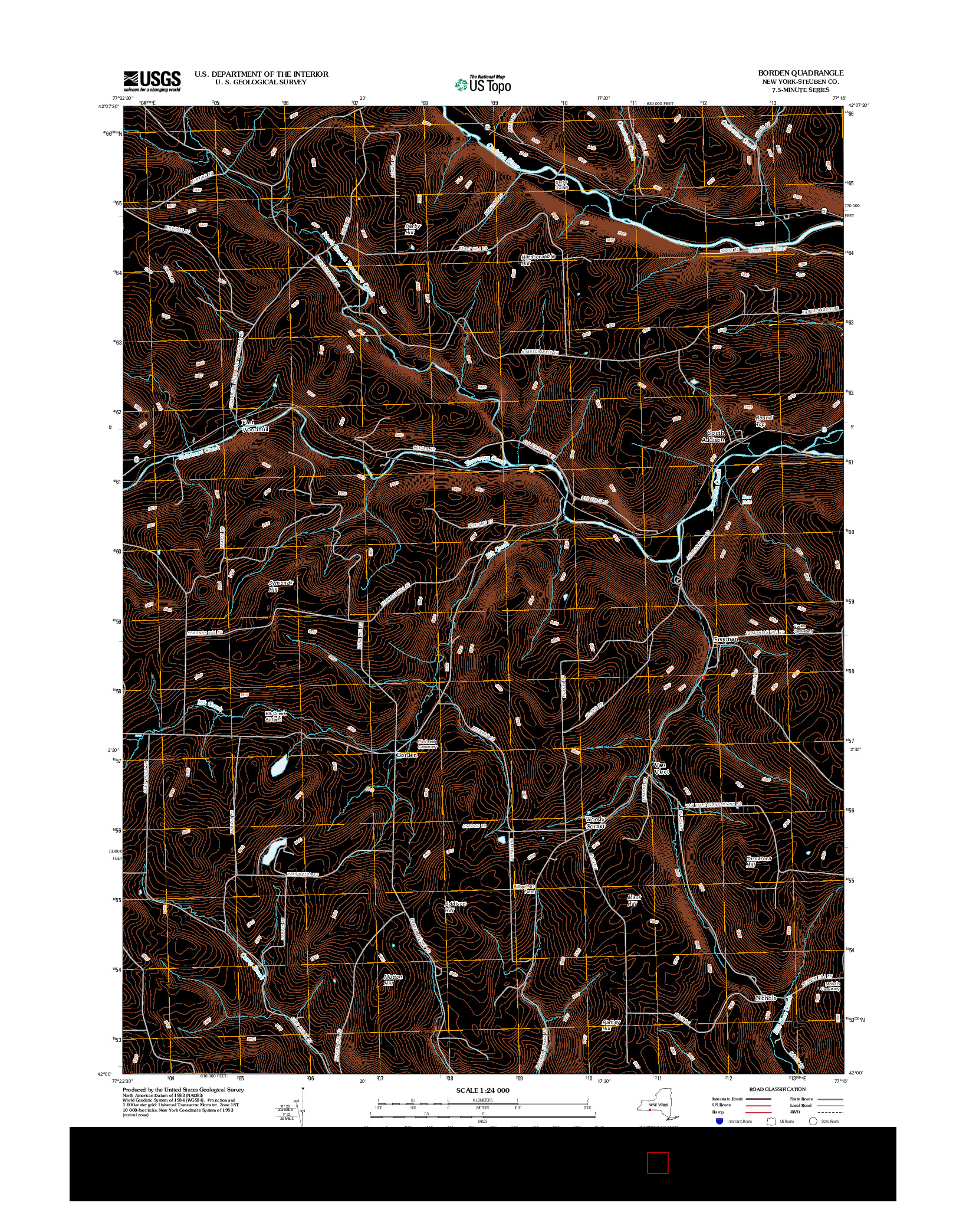 USGS US TOPO 7.5-MINUTE MAP FOR BORDEN, NY 2012