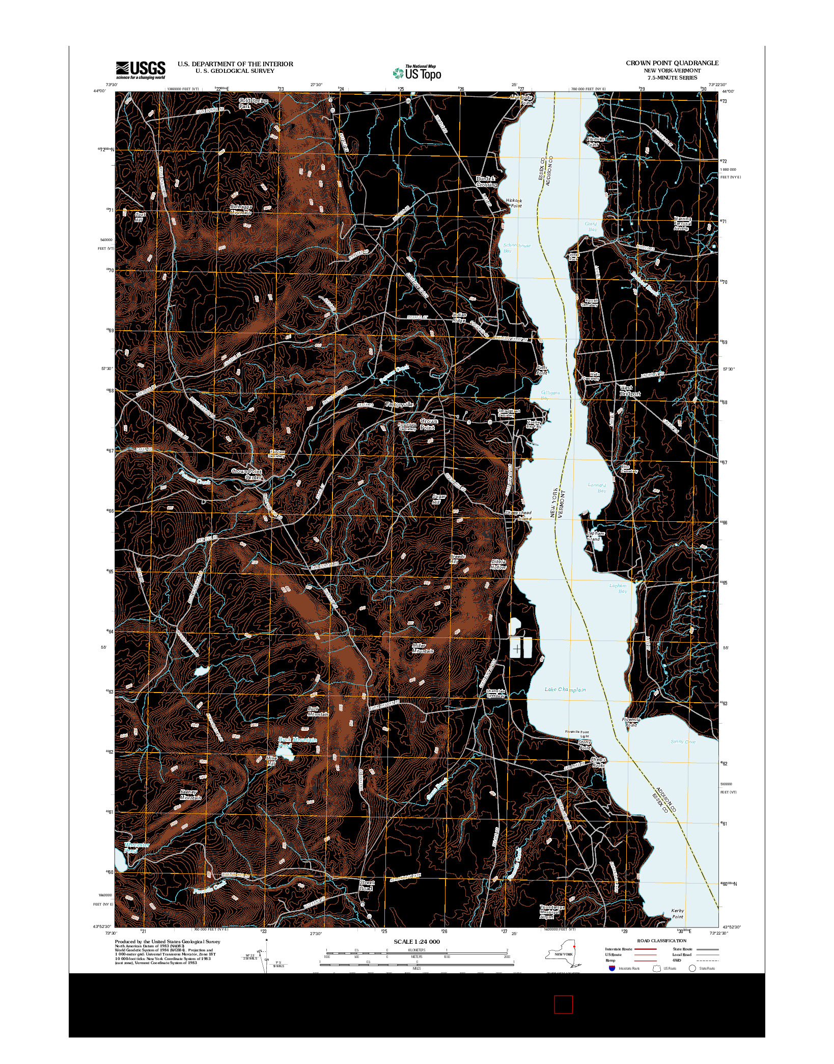 USGS US TOPO 7.5-MINUTE MAP FOR CROWN POINT, NY-VT 2012