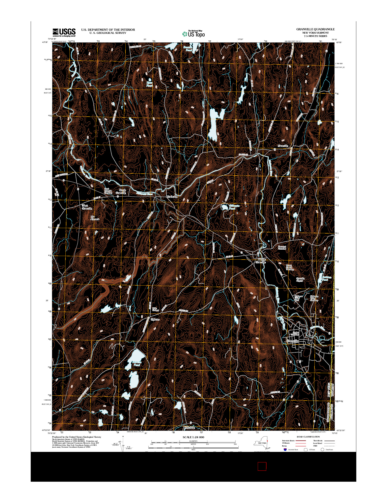 USGS US TOPO 7.5-MINUTE MAP FOR GRANVILLE, NY-VT 2012