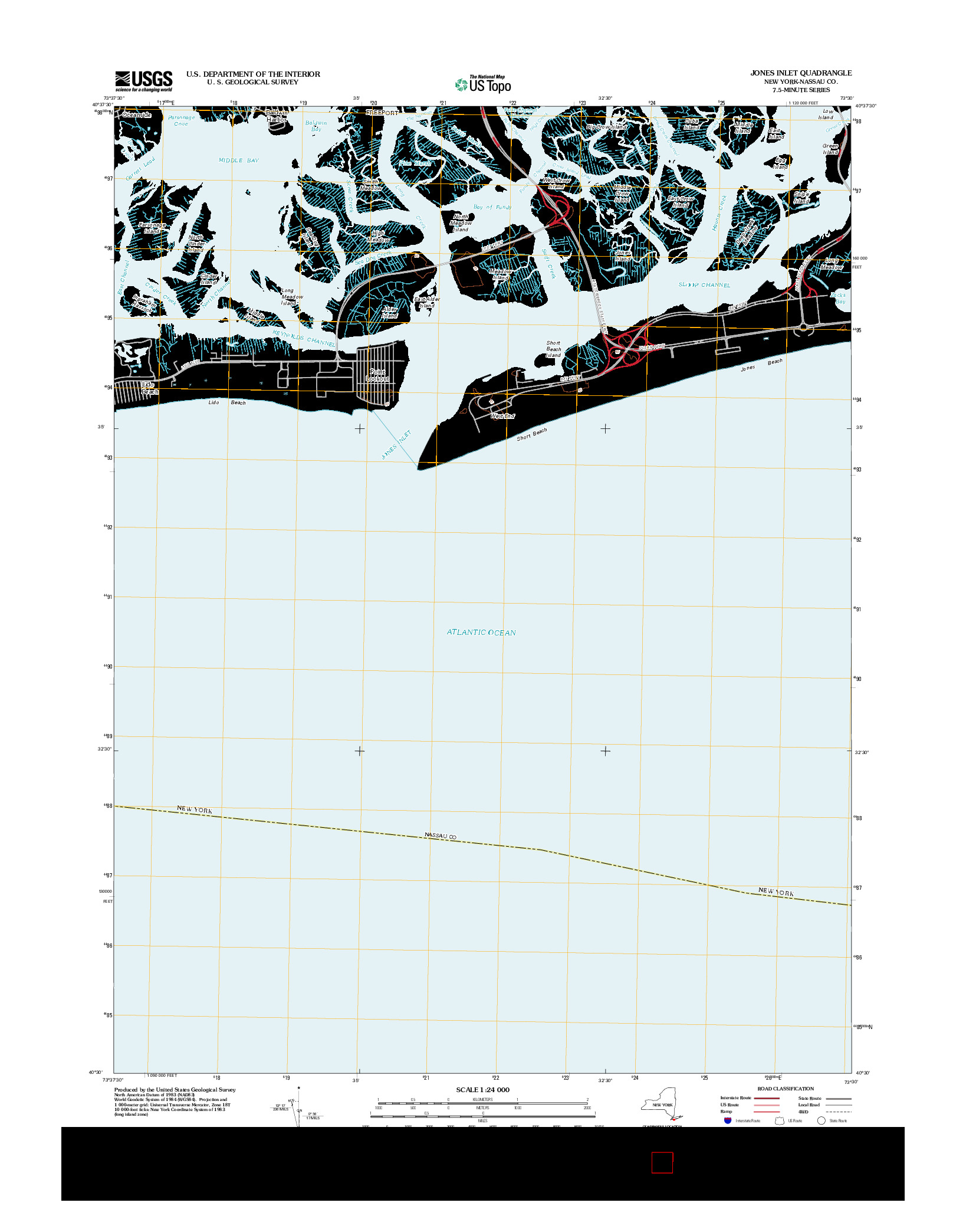 USGS US TOPO 7.5-MINUTE MAP FOR JONES INLET, NY 2012