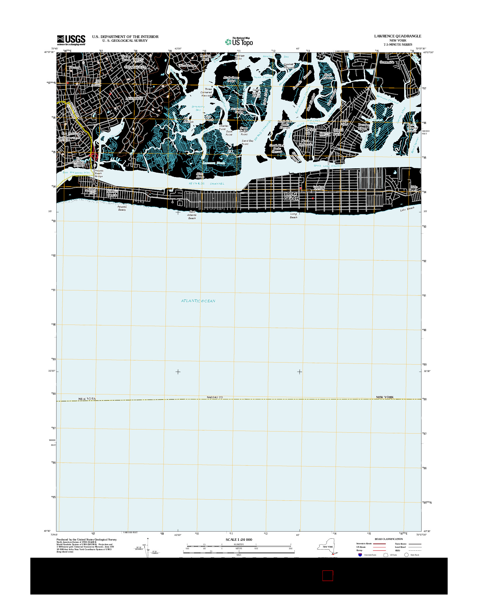 USGS US TOPO 7.5-MINUTE MAP FOR LAWRENCE, NY 2012