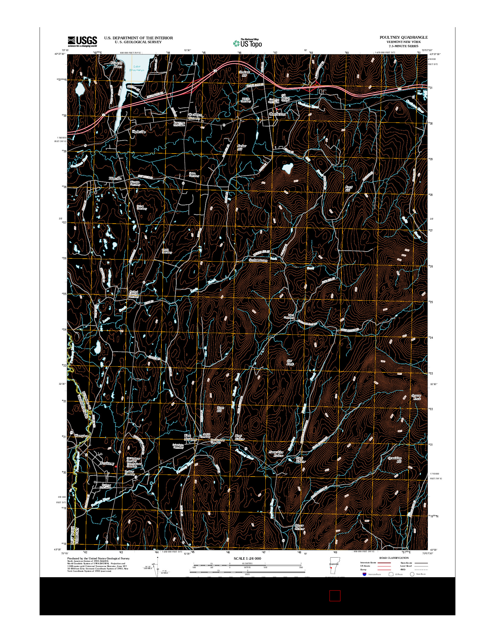 USGS US TOPO 7.5-MINUTE MAP FOR POULTNEY, VT-NY 2012