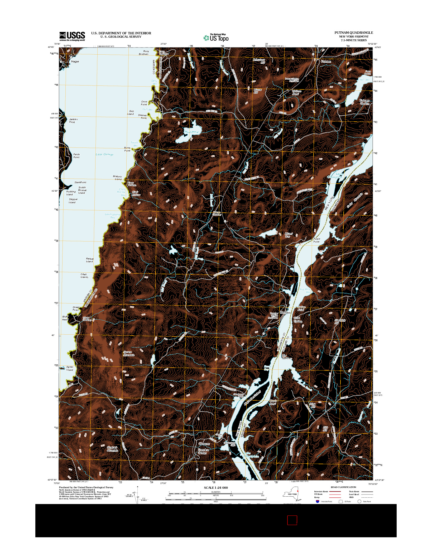 USGS US TOPO 7.5-MINUTE MAP FOR PUTNAM, NY-VT 2012