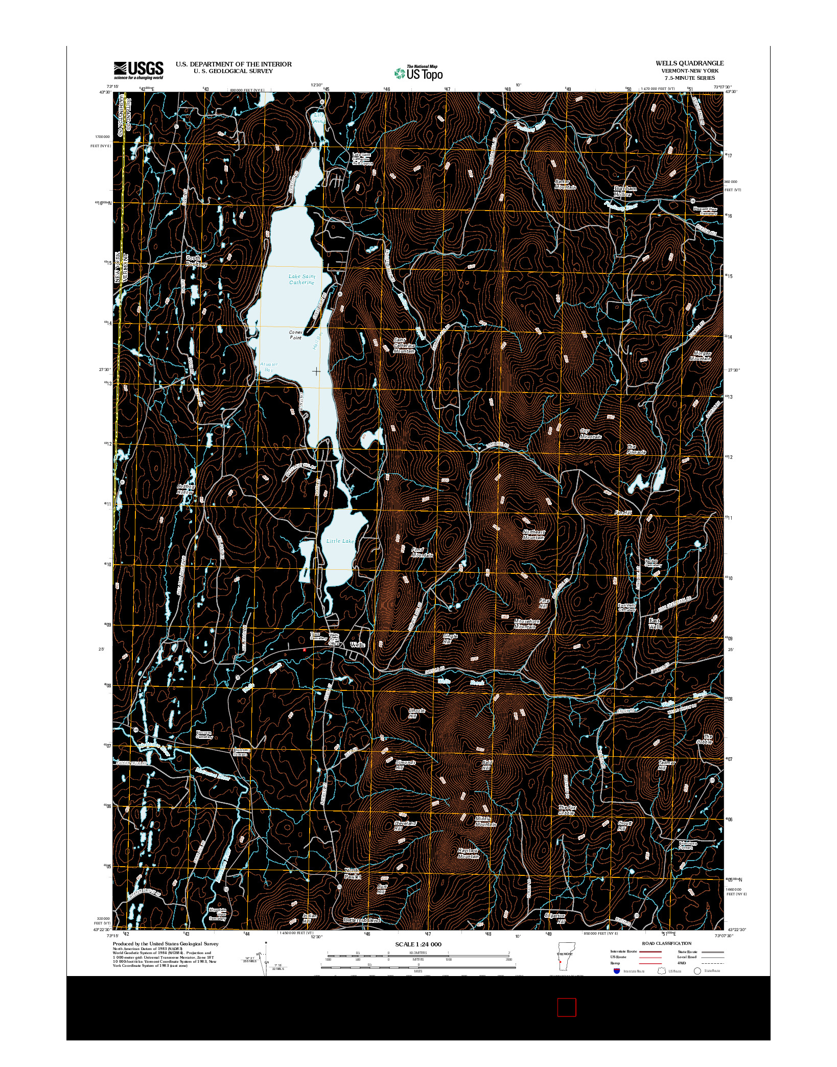 USGS US TOPO 7.5-MINUTE MAP FOR WELLS, VT-NY 2012