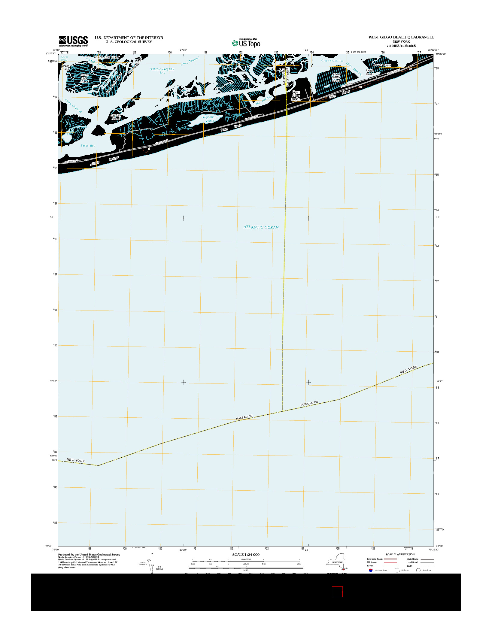 USGS US TOPO 7.5-MINUTE MAP FOR WEST GILGO BEACH, NY 2012