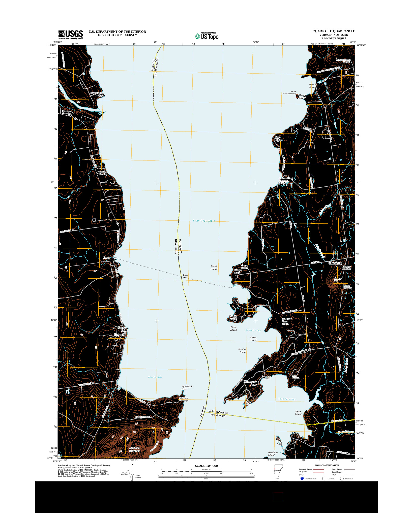 USGS US TOPO 7.5-MINUTE MAP FOR CHARLOTTE, VT-NY 2012