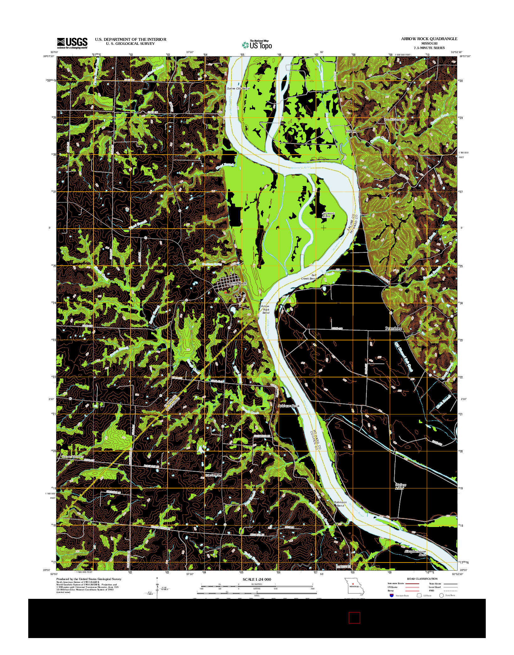 USGS US TOPO 7.5-MINUTE MAP FOR ARROW ROCK, MO 2012