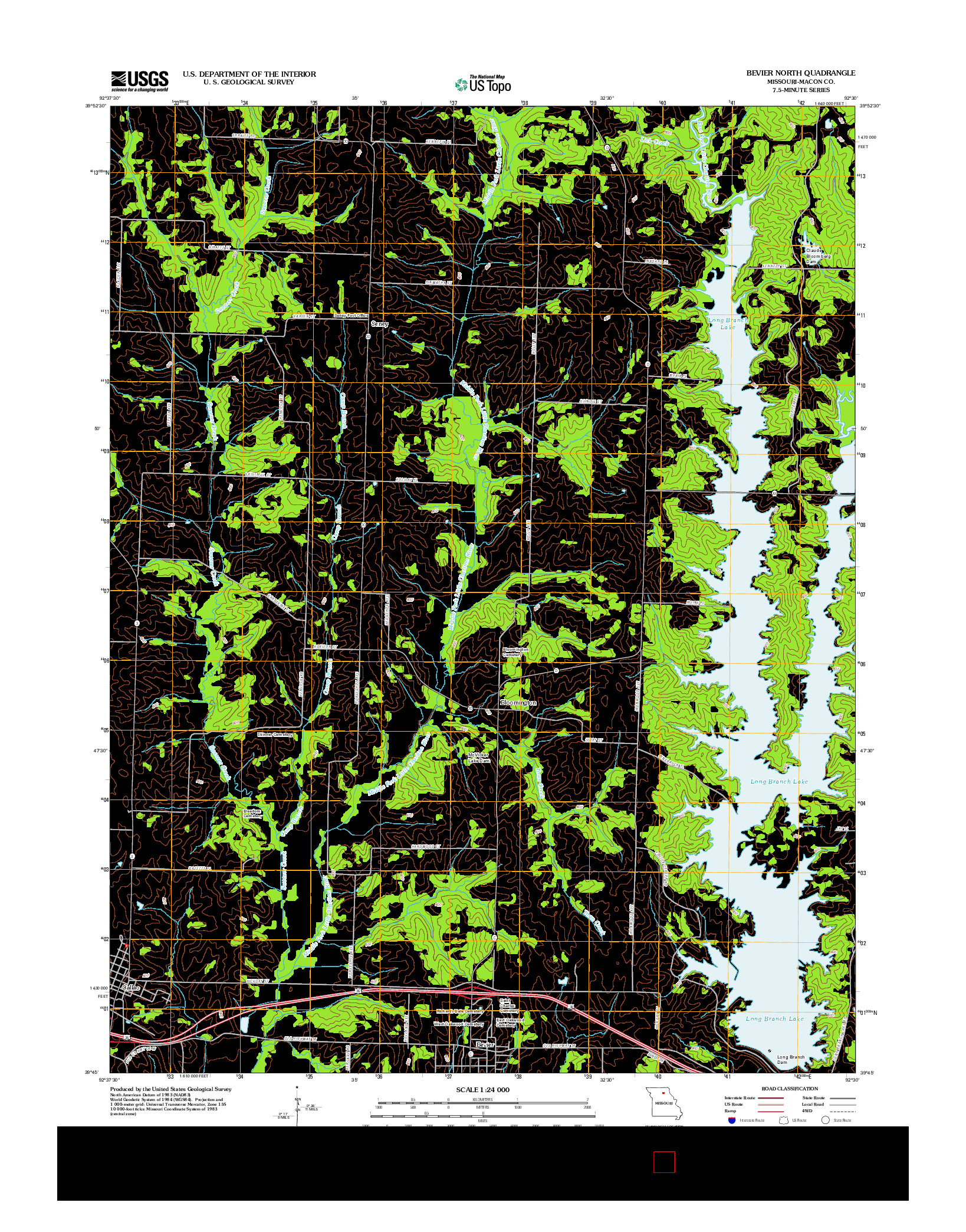 USGS US TOPO 7.5-MINUTE MAP FOR BEVIER NORTH, MO 2012