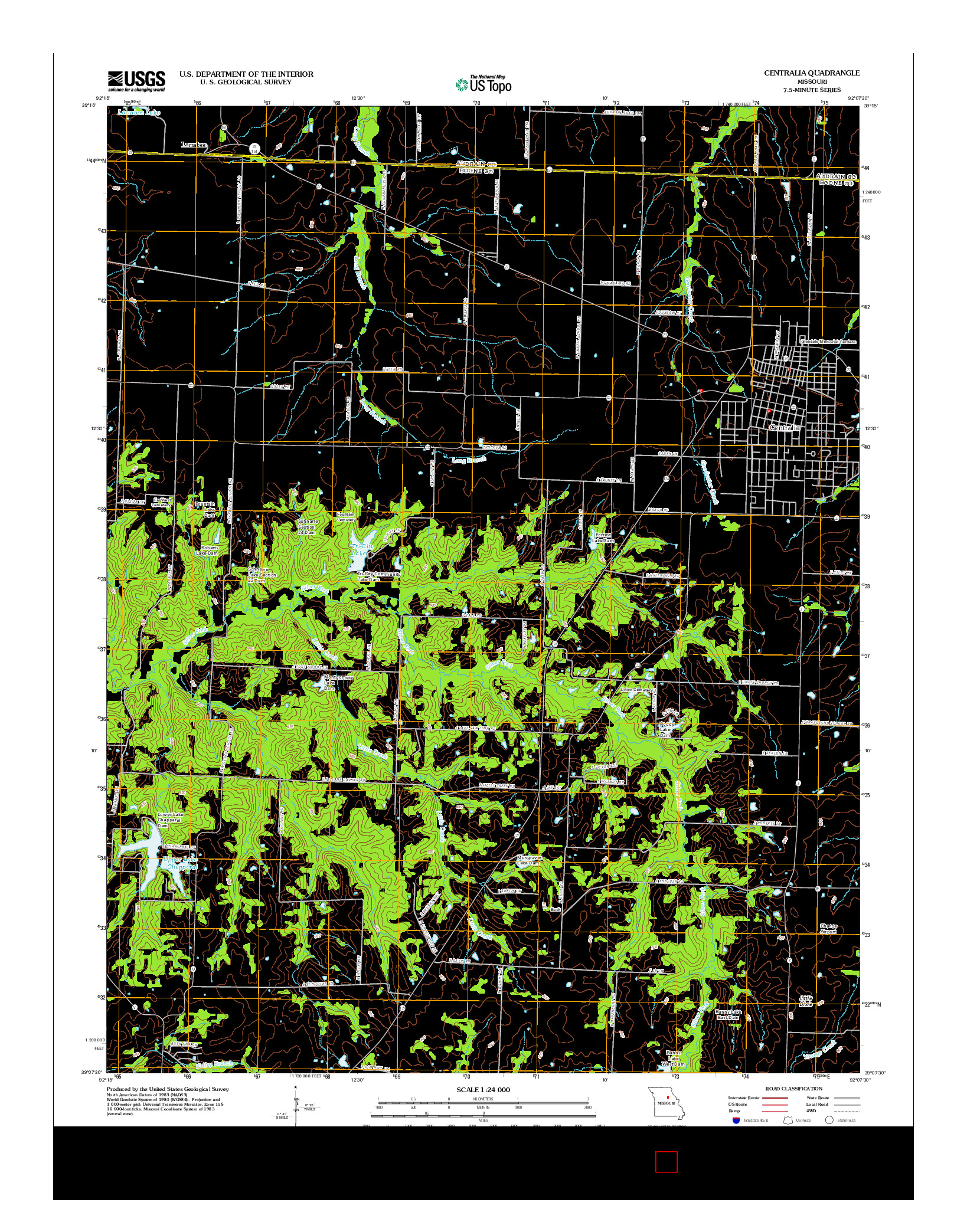 USGS US TOPO 7.5-MINUTE MAP FOR CENTRALIA, MO 2012