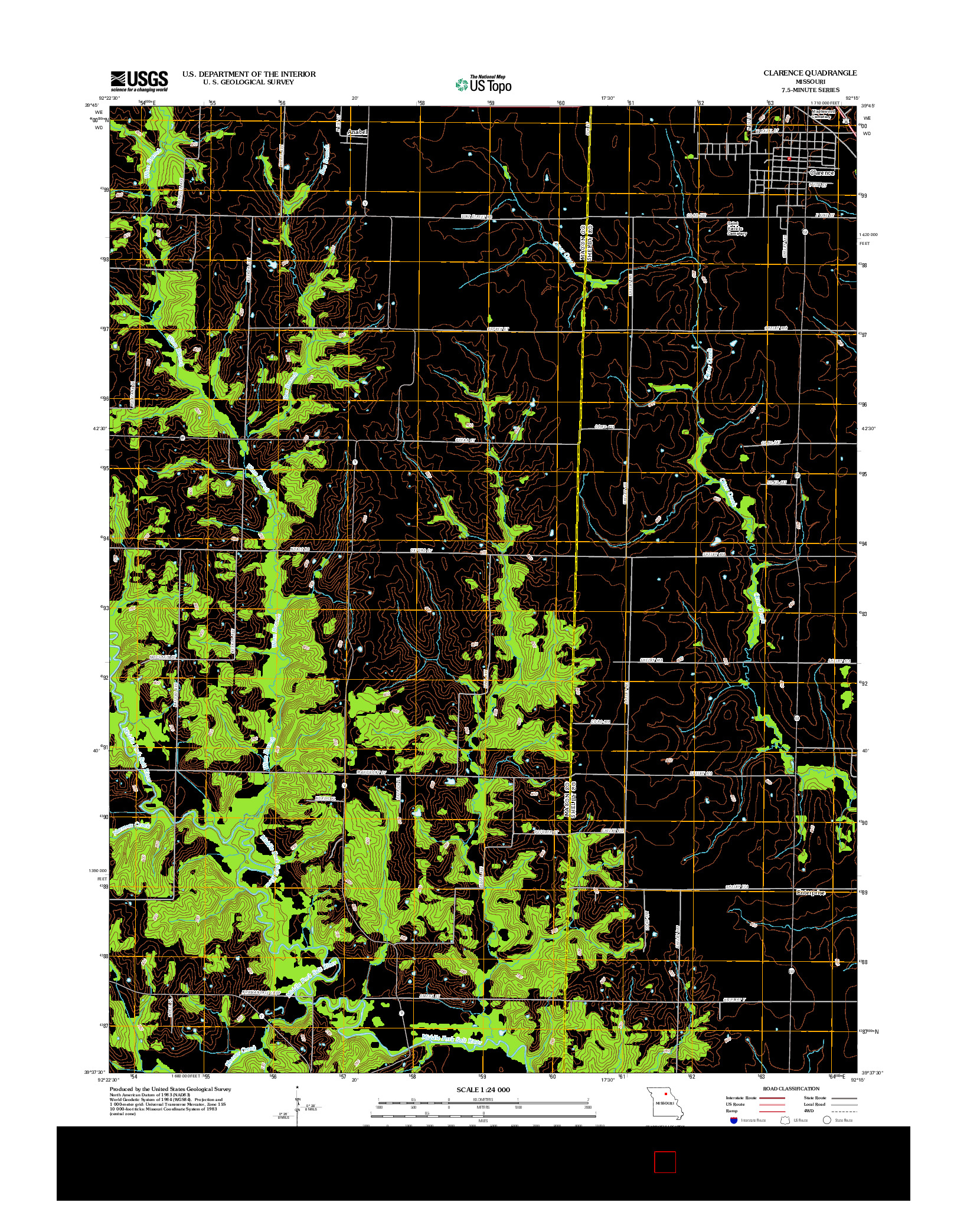 USGS US TOPO 7.5-MINUTE MAP FOR CLARENCE, MO 2012