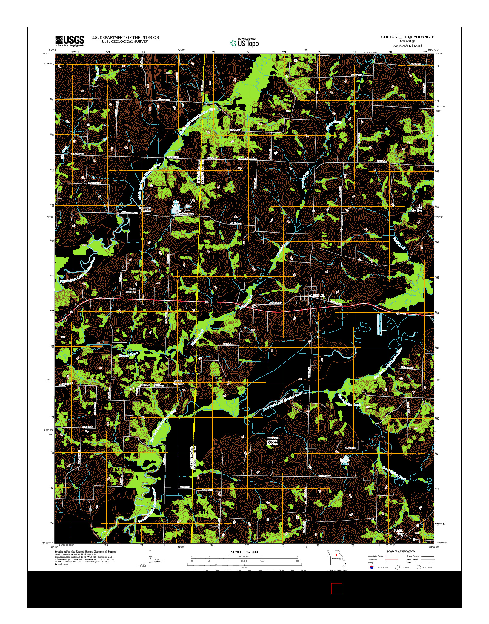 USGS US TOPO 7.5-MINUTE MAP FOR CLIFTON HILL, MO 2012