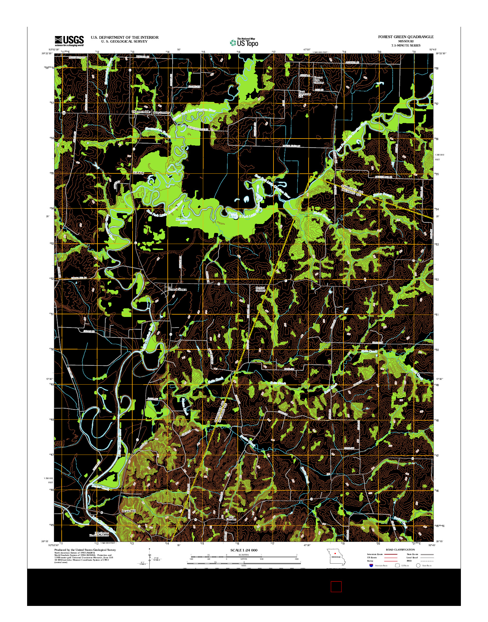 USGS US TOPO 7.5-MINUTE MAP FOR FOREST GREEN, MO 2012