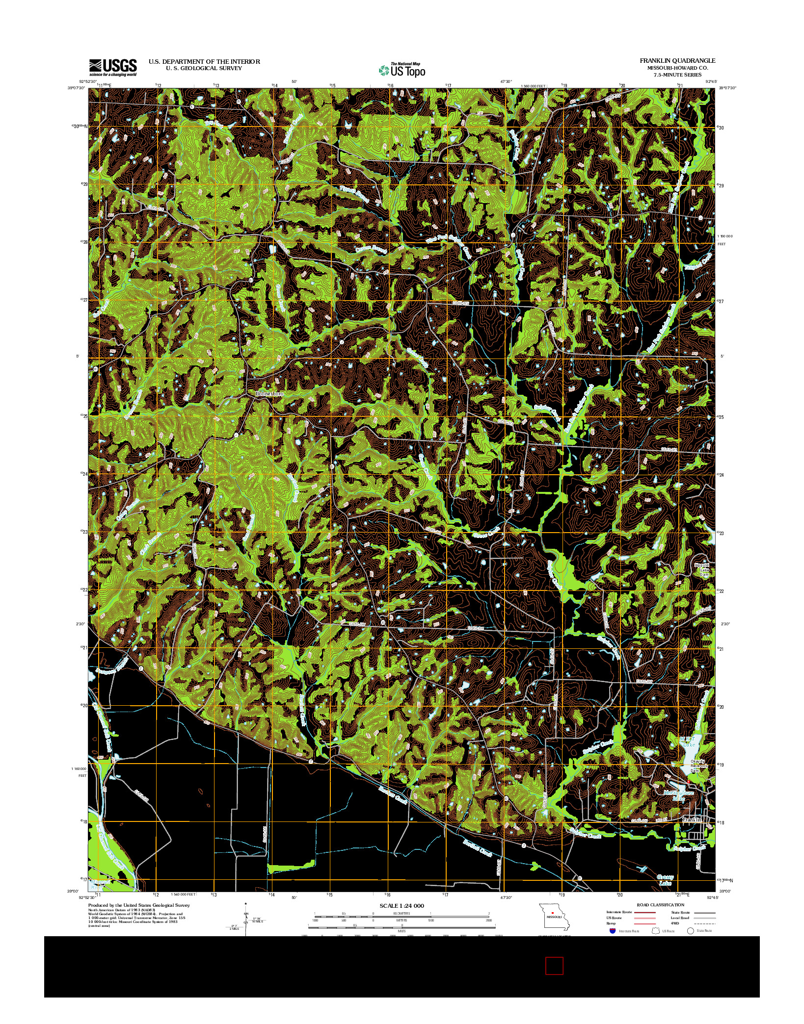 USGS US TOPO 7.5-MINUTE MAP FOR FRANKLIN, MO 2012