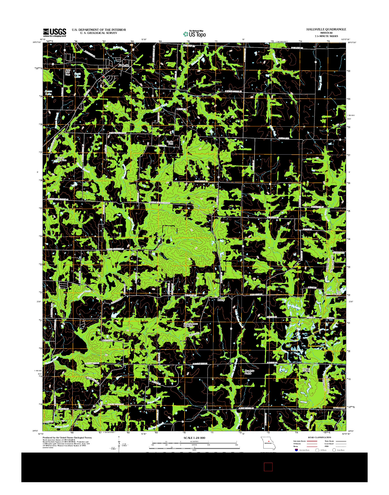 USGS US TOPO 7.5-MINUTE MAP FOR HALLSVILLE, MO 2012