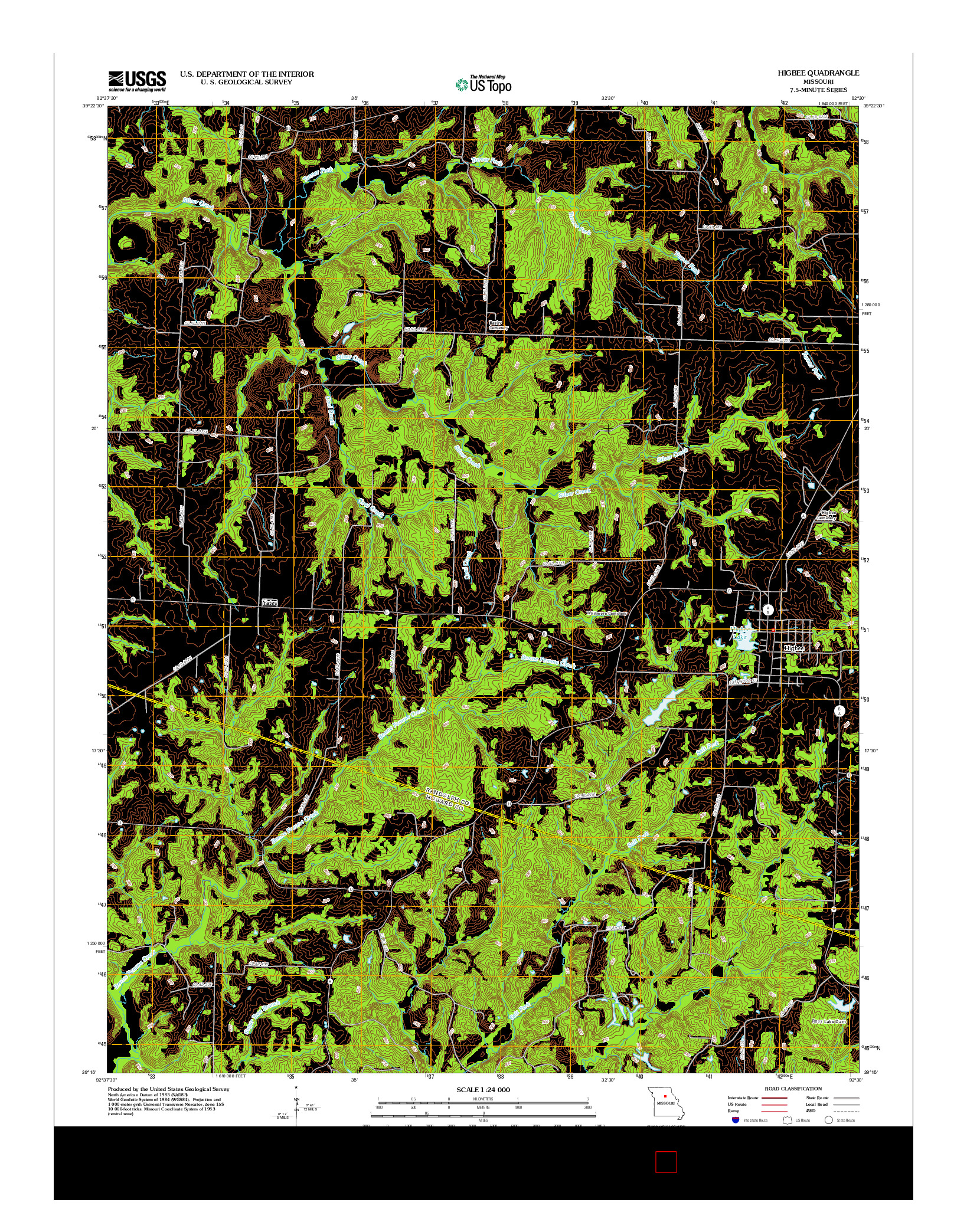 USGS US TOPO 7.5-MINUTE MAP FOR HIGBEE, MO 2012