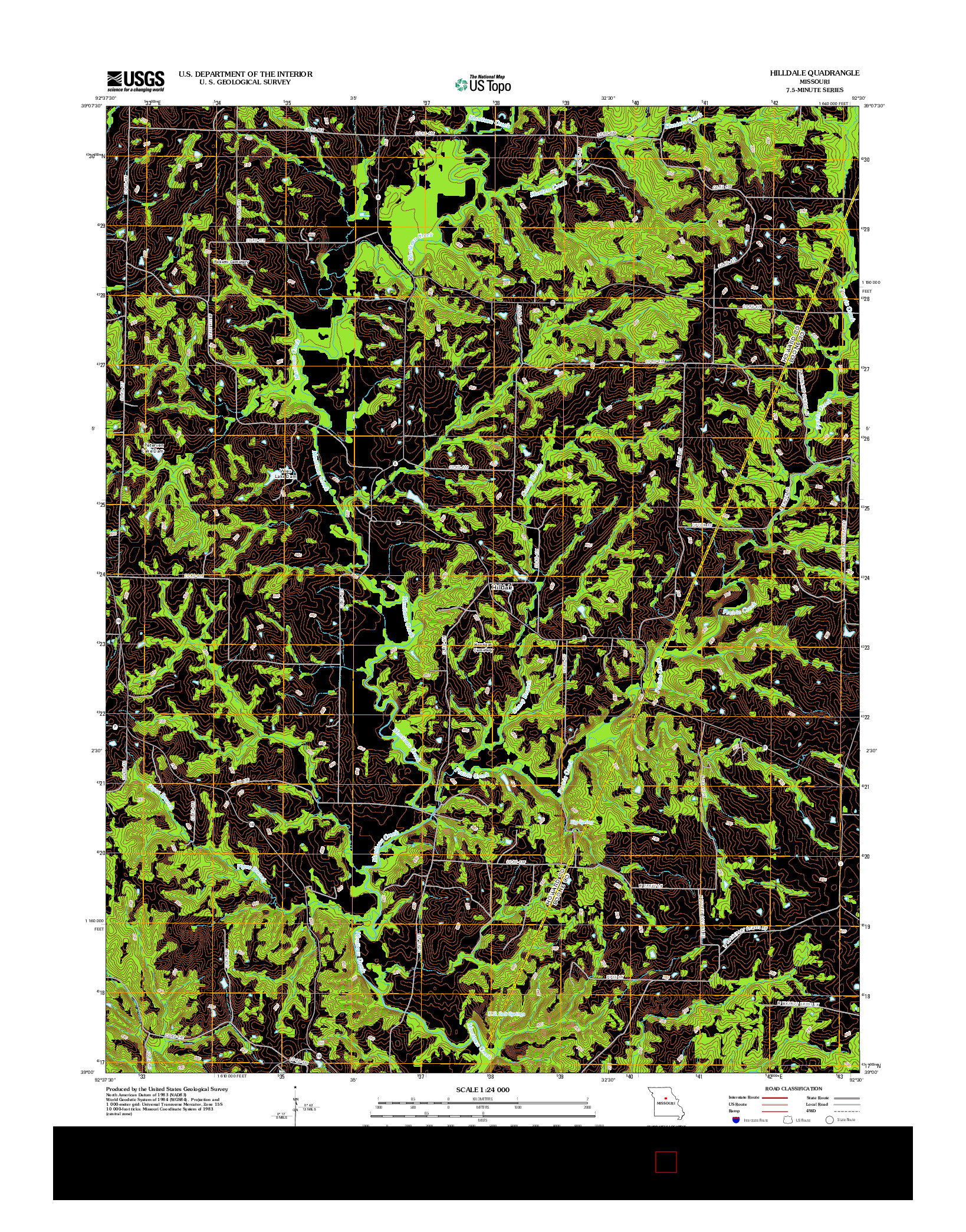 USGS US TOPO 7.5-MINUTE MAP FOR HILLDALE, MO 2012