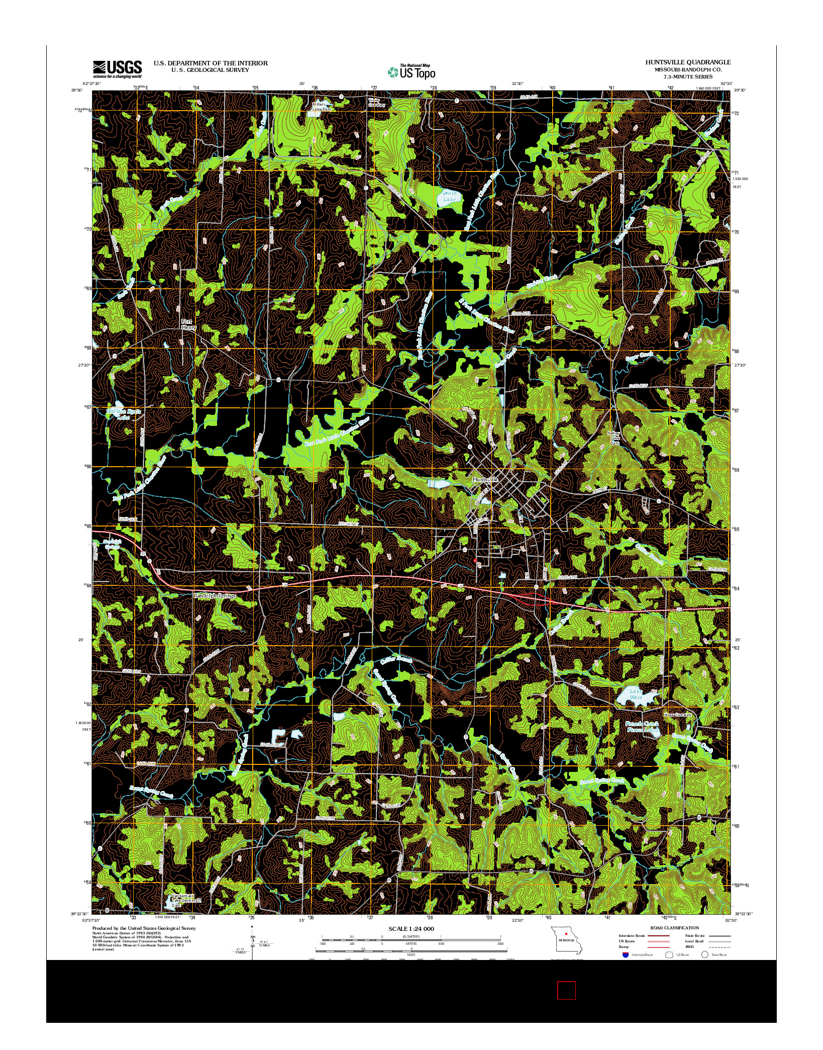 USGS US TOPO 7.5-MINUTE MAP FOR HUNTSVILLE, MO 2012