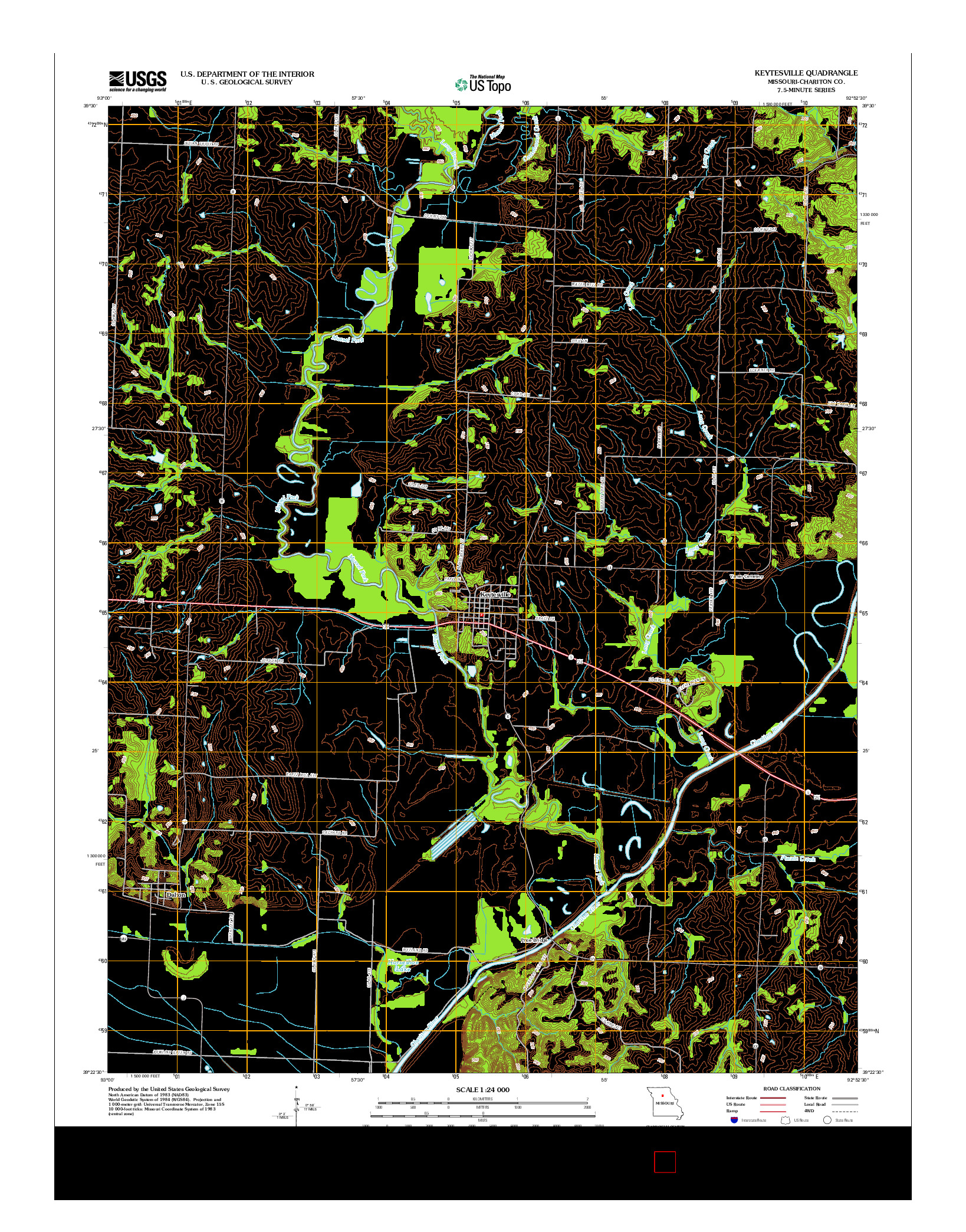 USGS US TOPO 7.5-MINUTE MAP FOR KEYTESVILLE, MO 2012